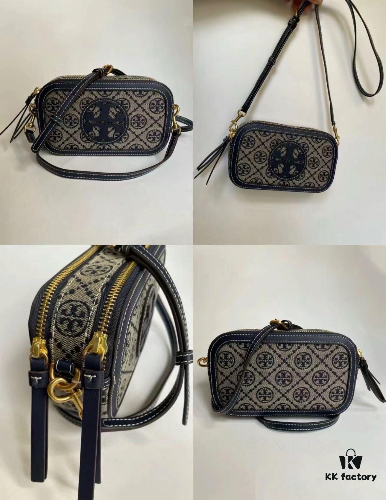 Original Quality [New Item with Attention to Detail] TORY BURCH 2024 Lunar New Year New Camera Bag, (Includes Hang Tag, Sticker, Logo Label, Plastic Bag, and Brand Copy Paper) Miller Signature Print Camera Bag with Double Zippers, Dimensions: 19.5 x 11.5 x 6 cm