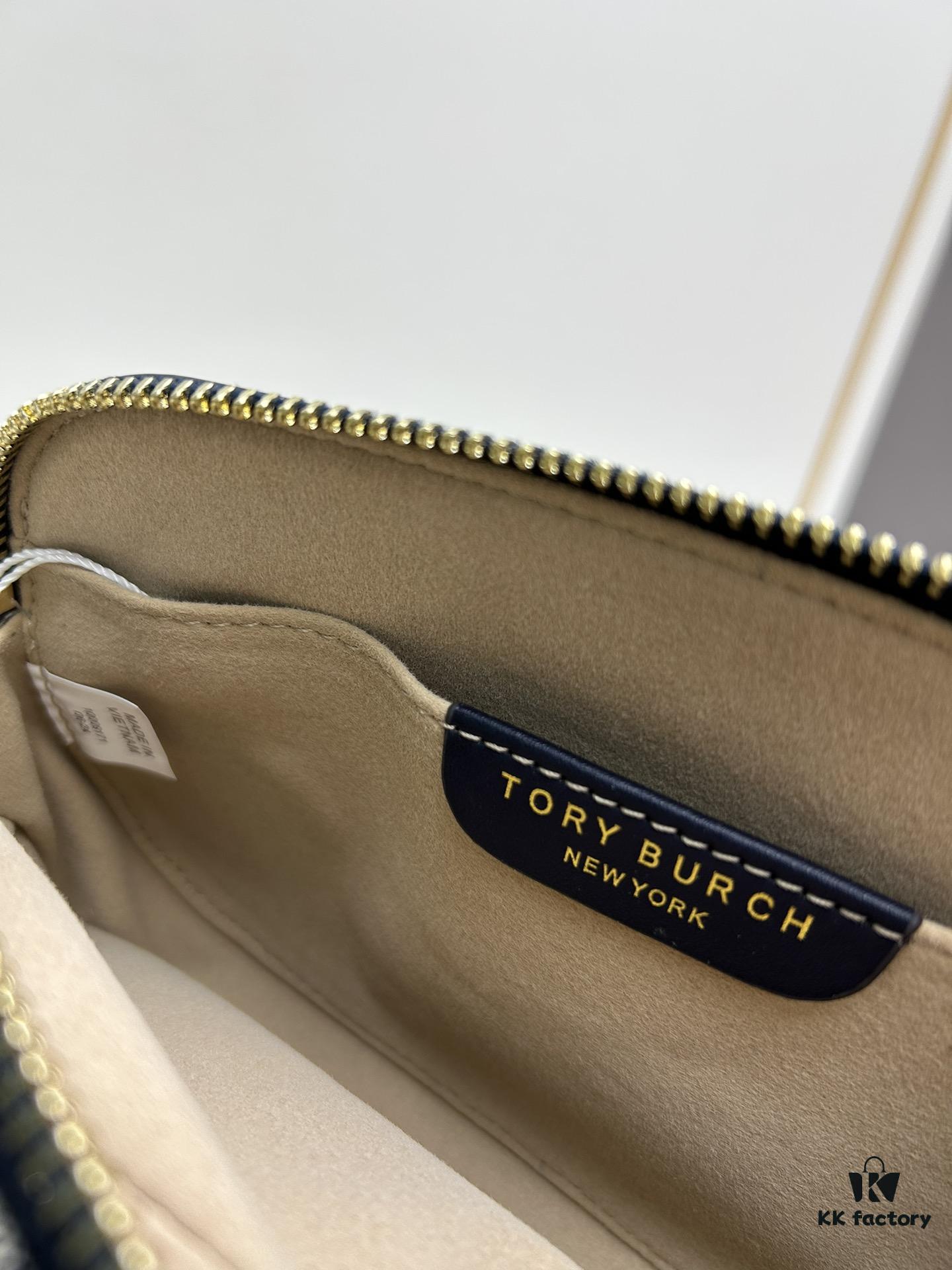 Original Quality [New Item with Attention to Detail] TORY BURCH 2024 Lunar New Year New Camera Bag, (Including Hang Tag, Sticker, Logo Label, Plastic Bag, and Brand Copy Paper) Miller Signature Print Camera Bag with Double Zippers, Size: 19.5 x 11.5 x 6 cm