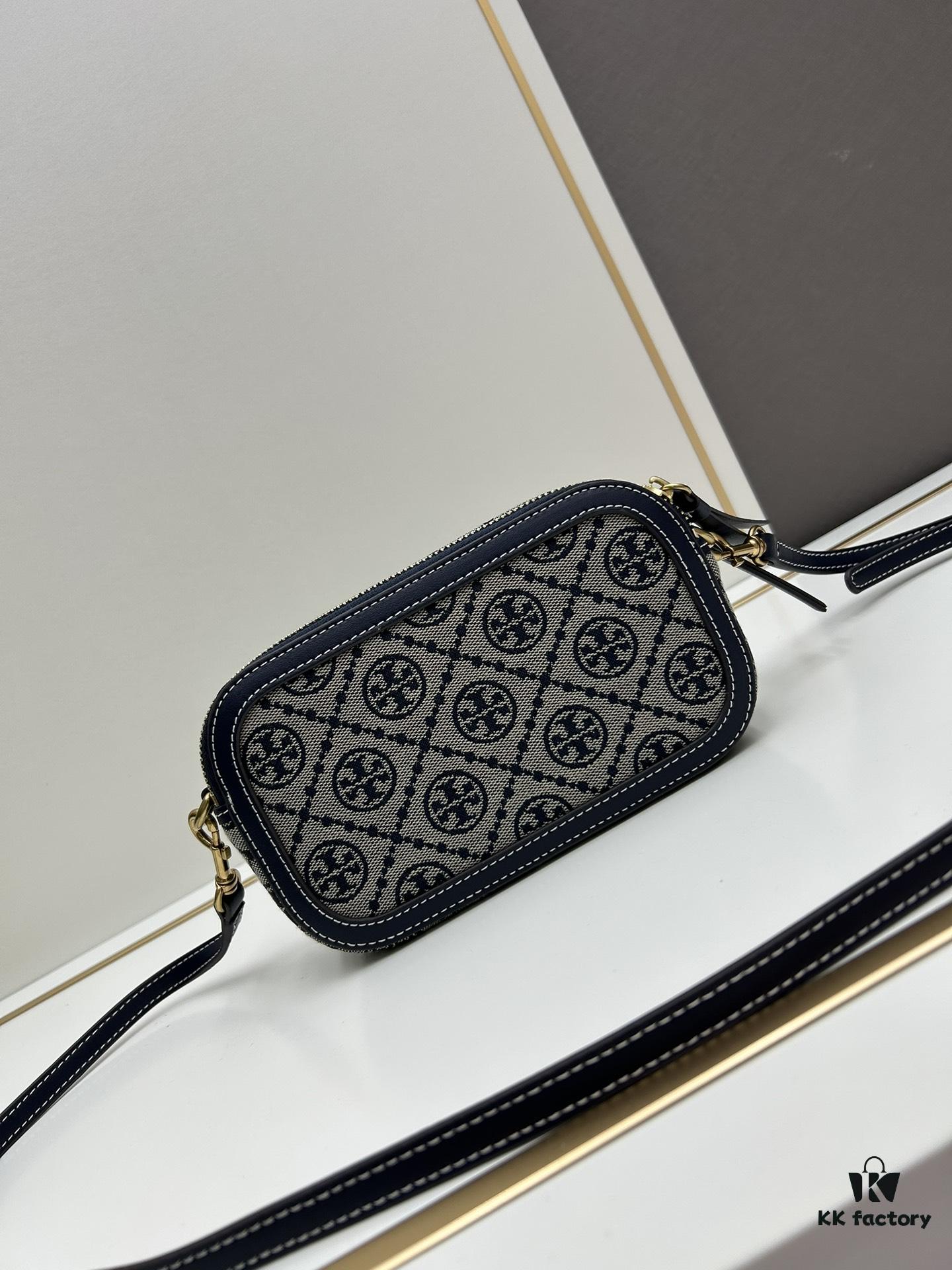 Original Quality [New Item with Attention to Detail] TORY BURCH 2024 Lunar New Year New Camera Bag, (Including Hang Tag, Sticker, Logo Label, Plastic Bag, and Brand Copy Paper) Miller Signature Print Camera Bag with Double Zippers, Size: 19.5 x 11.5 x 6 cm