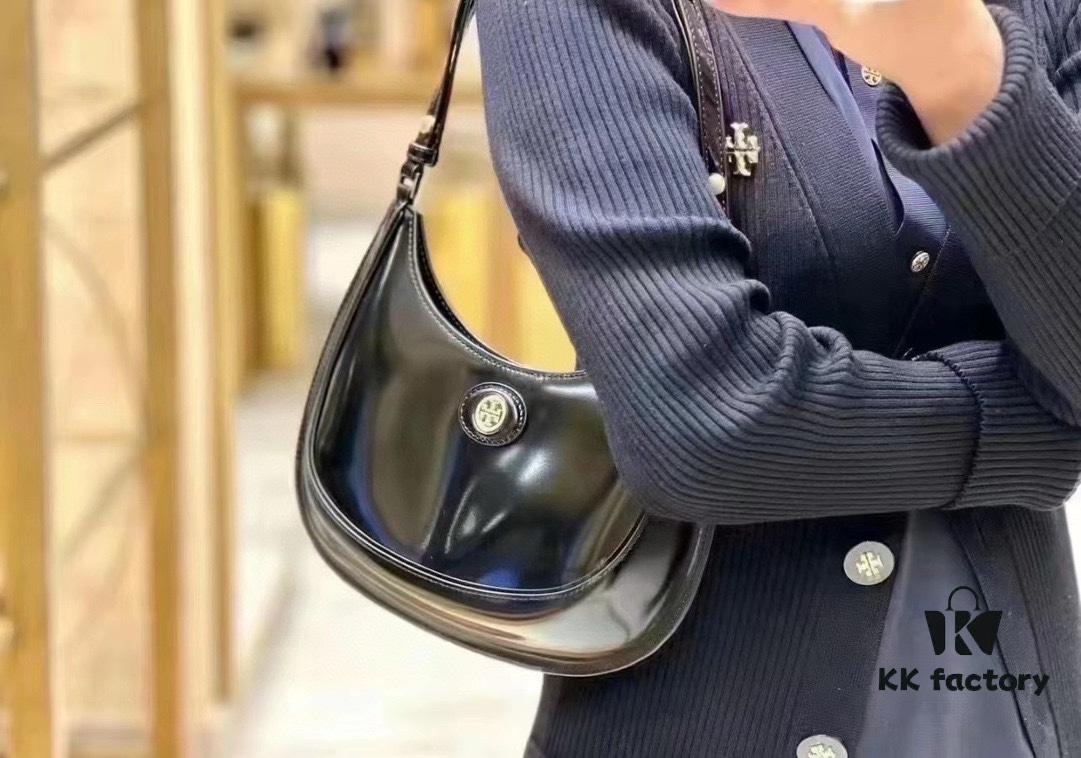 Original Quality [Full Genuine Leather Series, New Arrival with Attention to Detail] TORY BURCH ROBINSON New Crescent Underarm Bag