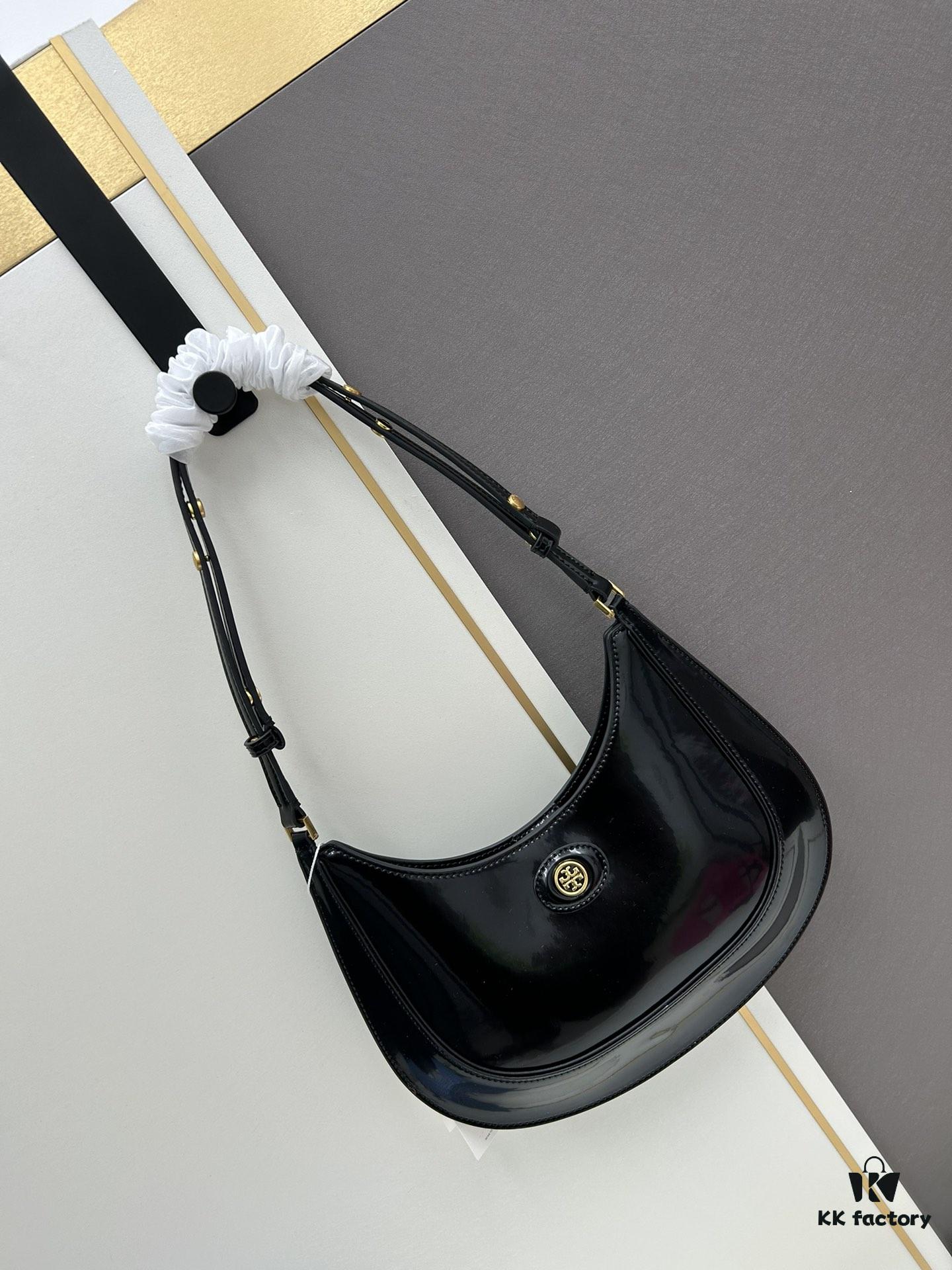 Original Quality [Full Leather Series, New Arrival with Attention to Details] TORY BURCH Robinson New Crescent Underarm Bag Made from High-Quality Leather