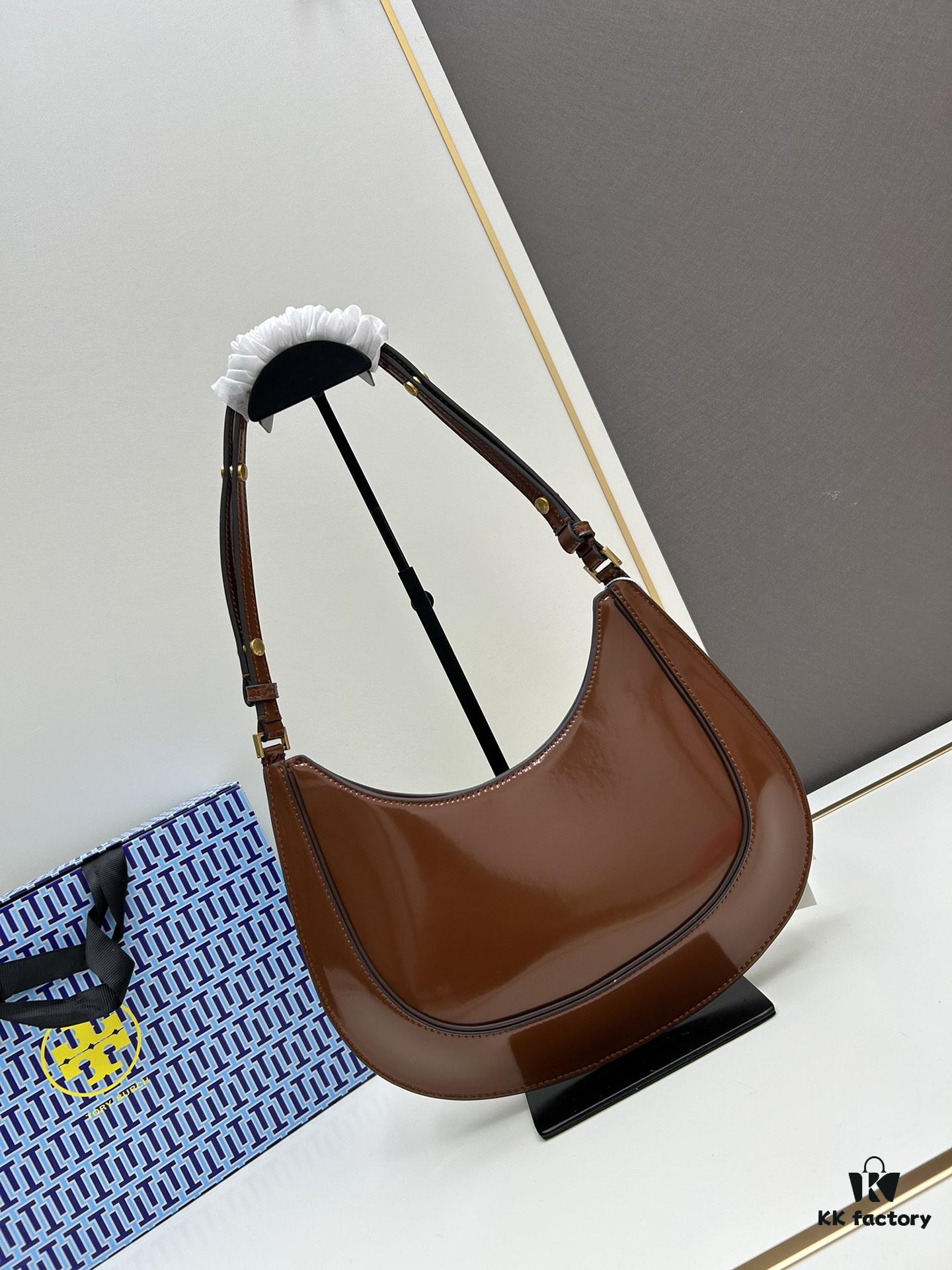 Original Quality [Full Leather Series, New Arrival with Attention to Details] TORY BURCH ROBINSON New Crescent Shoulder Bag Premium Leather Fashionable and Timeless Design with Meticulous Craftsmanship Functional and Versatile
