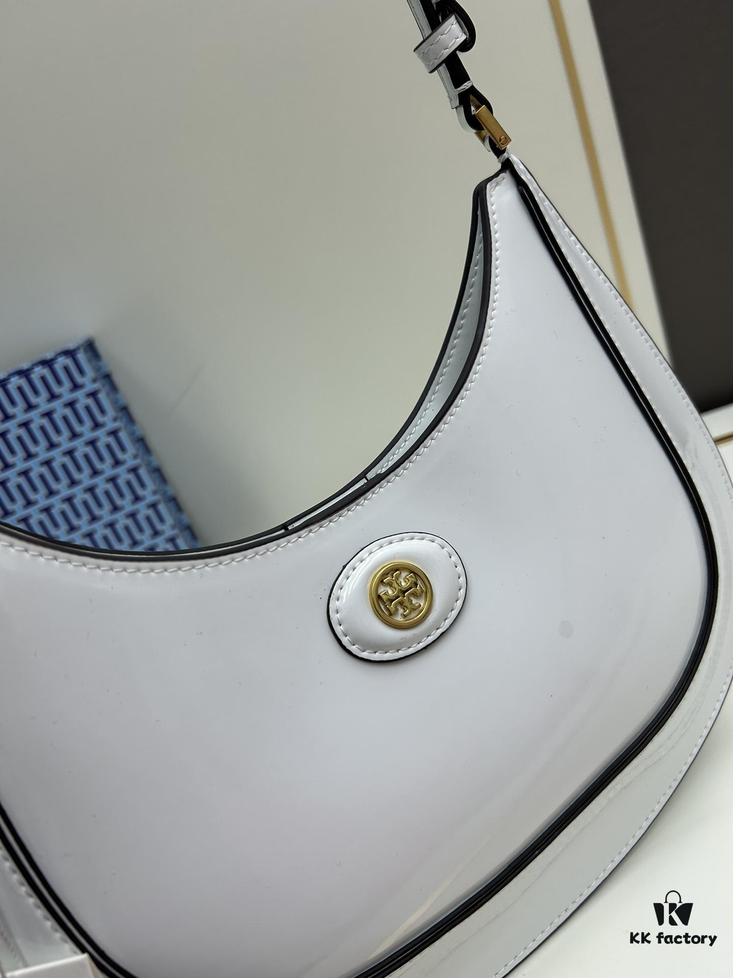 Original Quality [Full Leather Series, New Arrival with Attention to Details] TORY BURCH ROBINSON New Crescent Underarm Bag Premium Leather