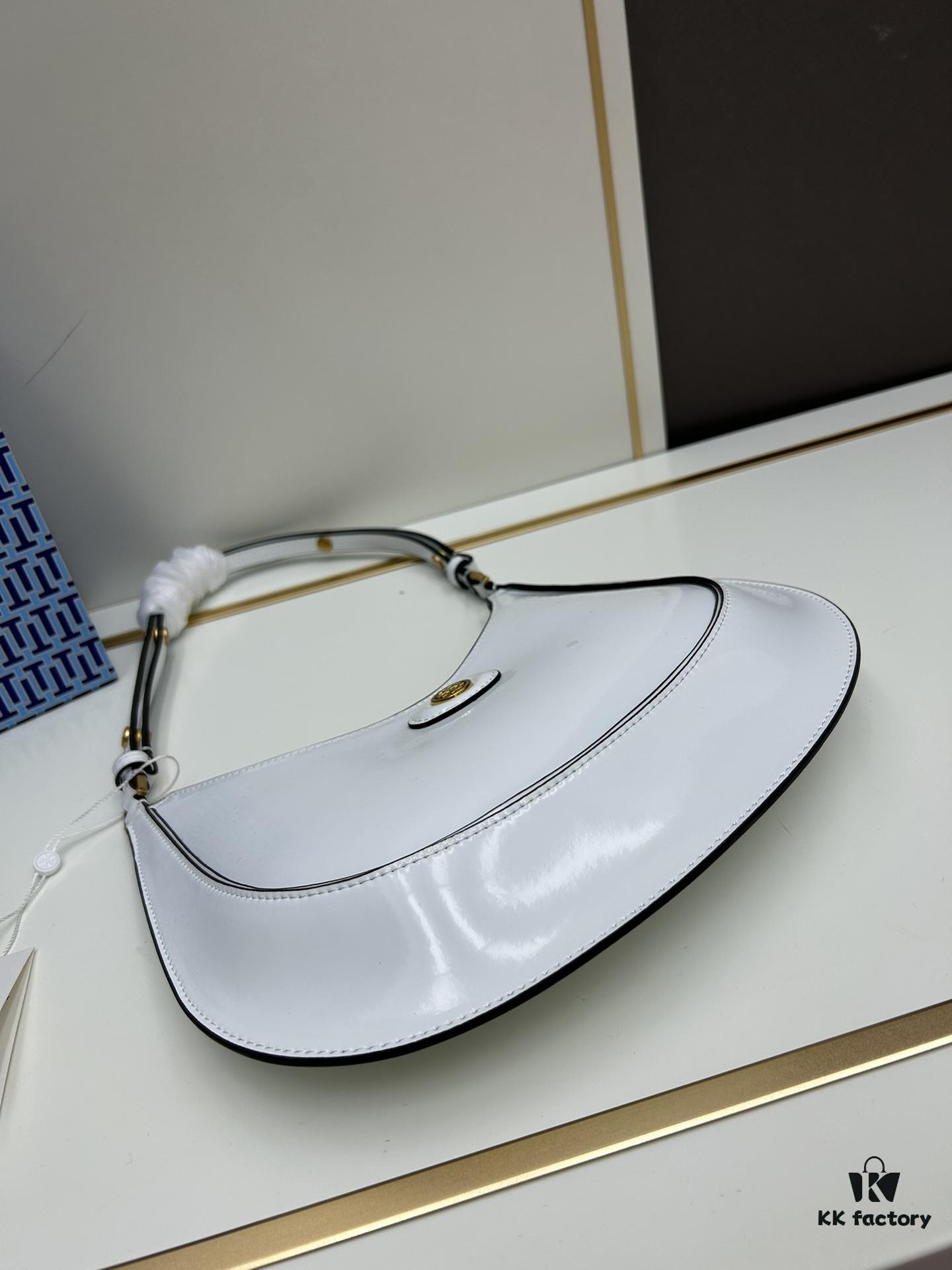 Original Quality [Full Leather Series, New Arrival with Attention to Details] TORY BURCH ROBINSON New Crescent Underarm Bag Premium Leather