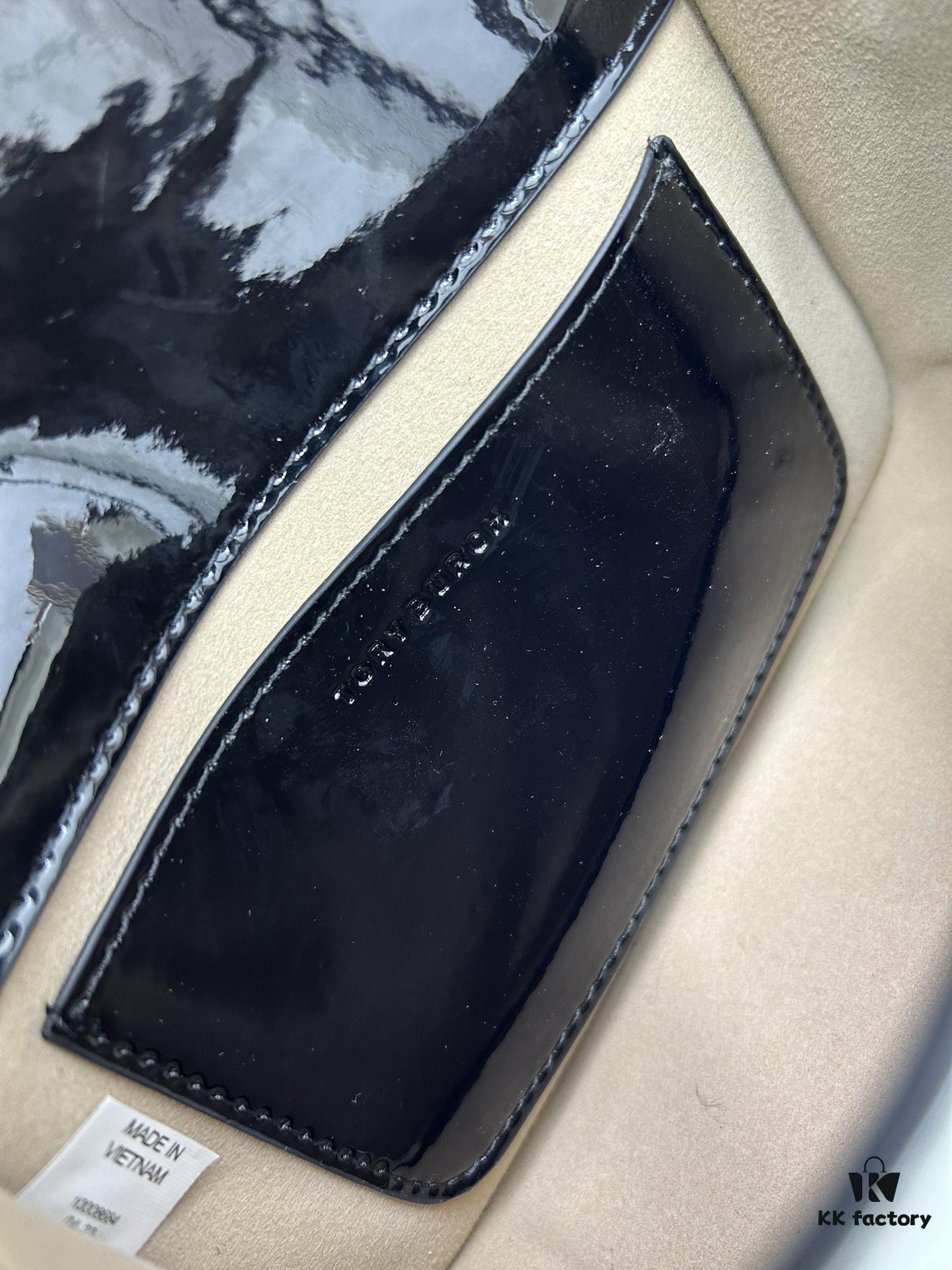 6930b1a66e68136f4d9ad80d New TORY BURCH Robinson Series Patent Leather Biker Bag – Smooth Shiny Finish, Suede Lining, Brass Hardware, Magnetic Snap Closure, Multi-Wear Handle