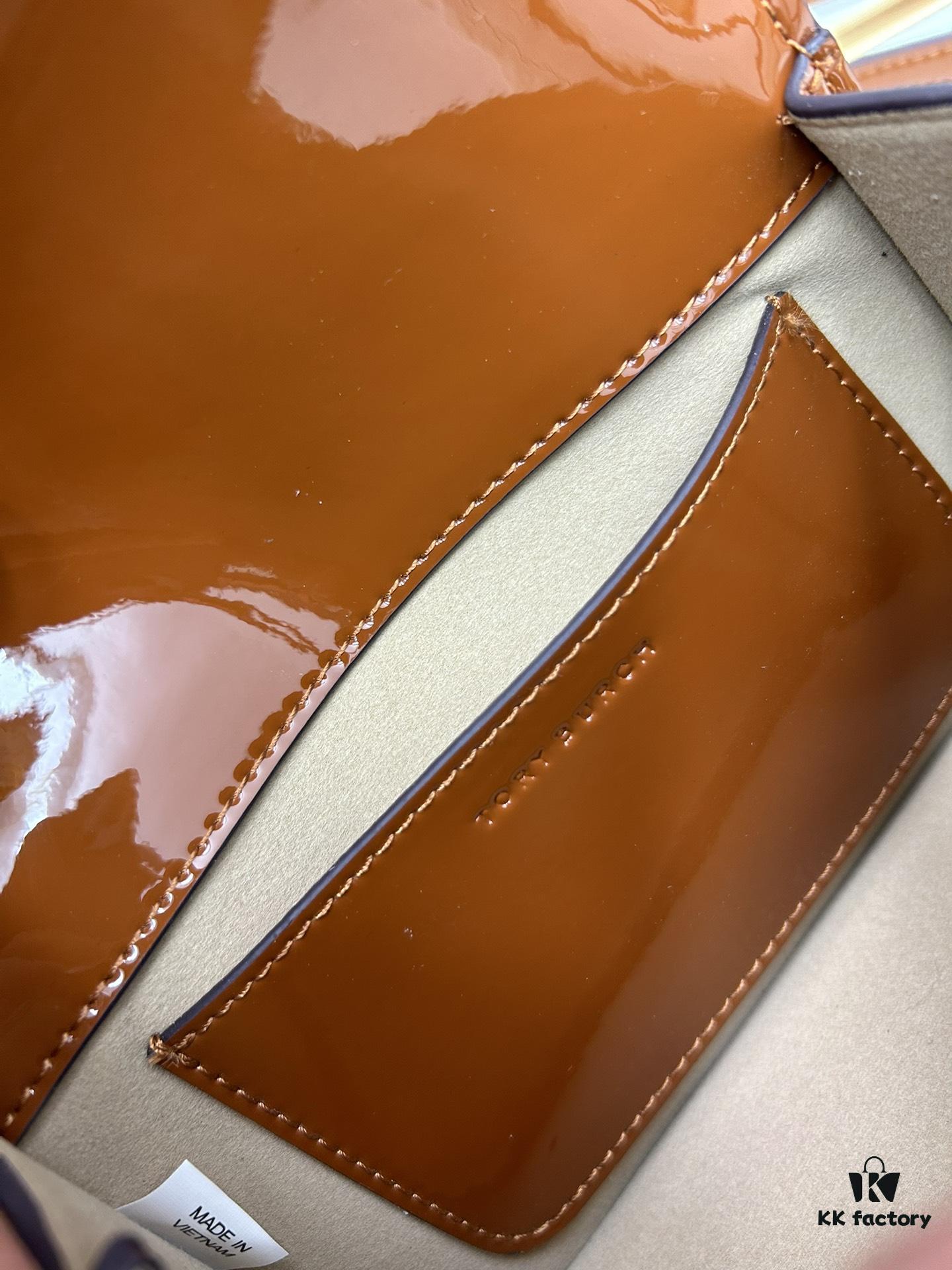 6930b1ad6e68136f4d9ad816 New TORY BURCH Robinson Series Patent Leather Motorcycle Bag – Classic Foldover Handbag with Multiple Carrying Options
