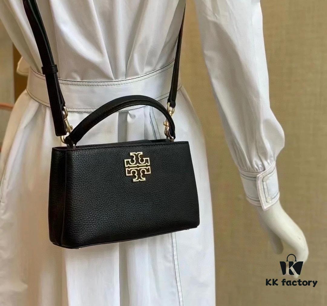 6930b1b26e68136f4d9ad820 Tory Burch Britten Series Mini Tote Bag New Arrival Pebbled Leather Ladies' Shoulder Bag