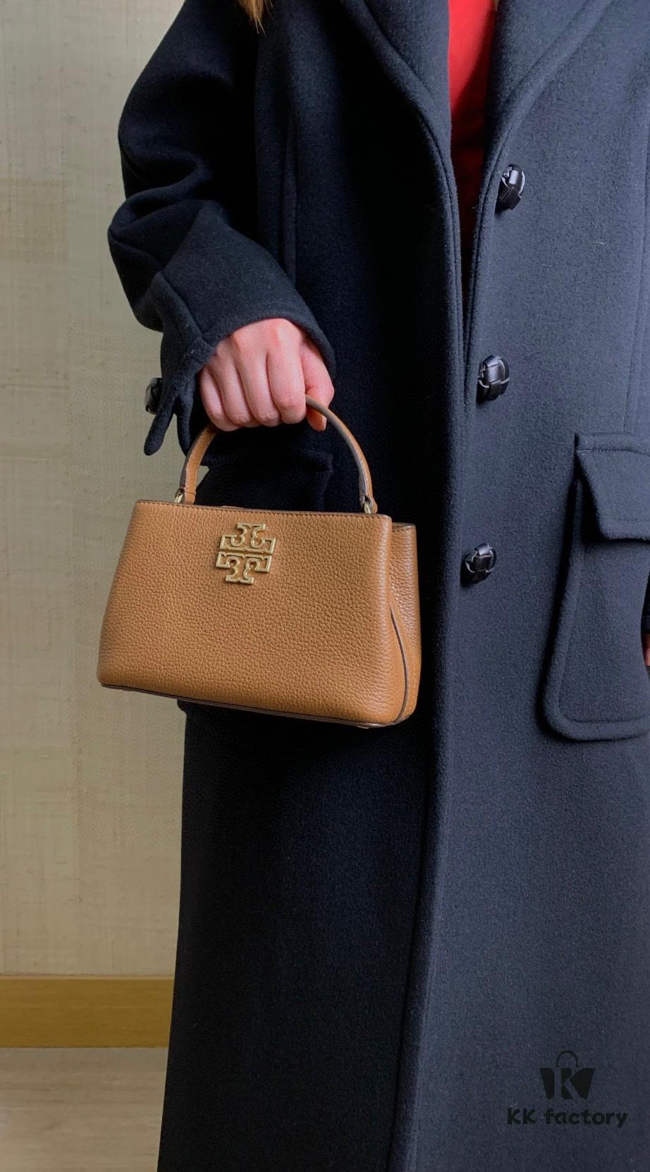6930b1b46e68136f4d9ad824 Tory Burch Britten Series Mini Tote Bag New Arrival Pebbled Leather Ladies' Shoulder Bag