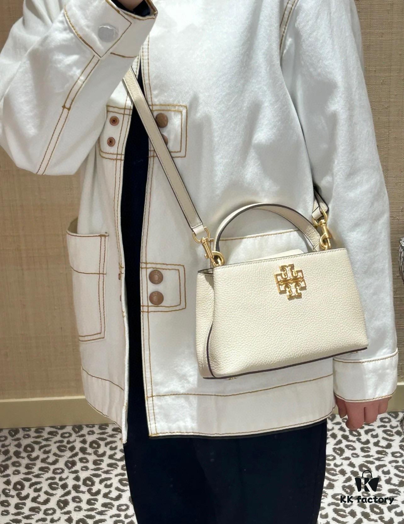 6930b1b56e68136f4d9ad825 Tory Burch Britten Series Mini Tote Bag New Arrival Pebbled Leather Ladies' Shoulder Bag