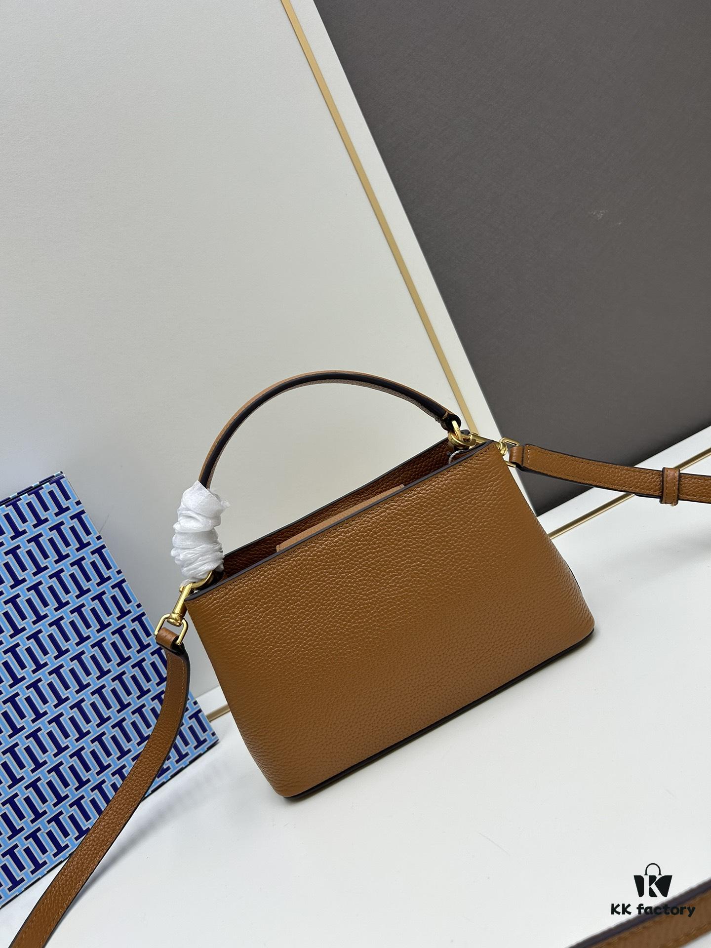 6930b1bf6e68136f4d9ad834 Tory Burch Britten Series Mini Tote Bag New Arrival Pebbled Calfskin Luxury Shoulder Bag