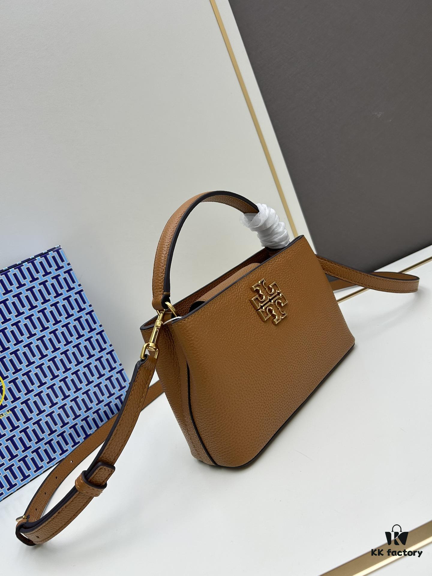 6930b1bf6e68136f4d9ad835 Tory Burch Britten Series Mini Tote Bag New Arrival Pebbled Calfskin Luxury Shoulder Bag