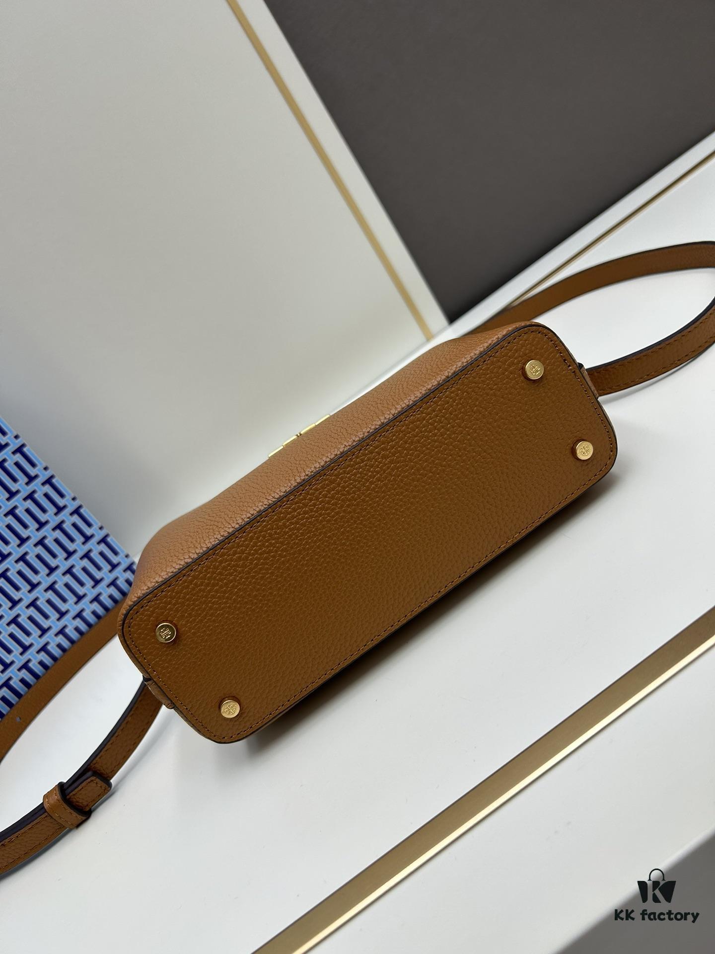 6930b1c06e68136f4d9ad837 Tory Burch Britten Series Mini Tote Bag New Arrival Pebbled Calfskin Luxury Shoulder Bag