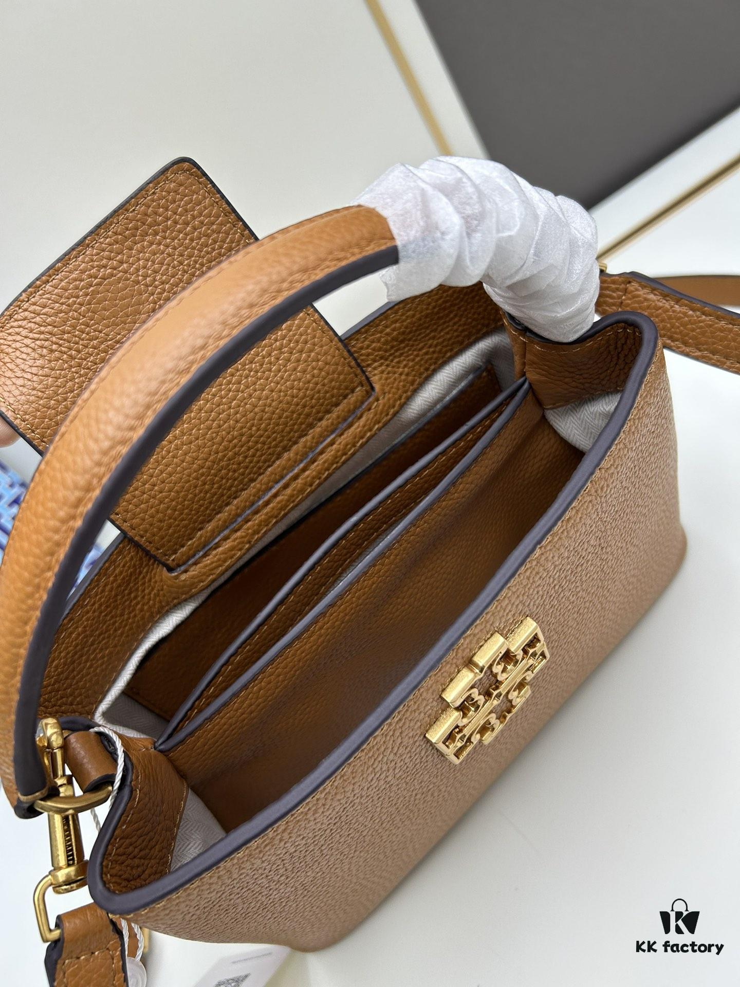6930b1c16e68136f4d9ad839 Tory Burch Britten Series Mini Tote Bag New Arrival Pebbled Calfskin Luxury Shoulder Bag