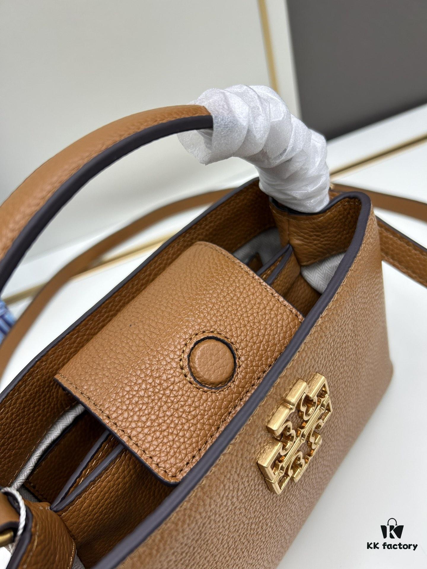 6930b1c26e68136f4d9ad83a Tory Burch Britten Series Mini Tote Bag New Arrival Pebbled Calfskin Luxury Shoulder Bag