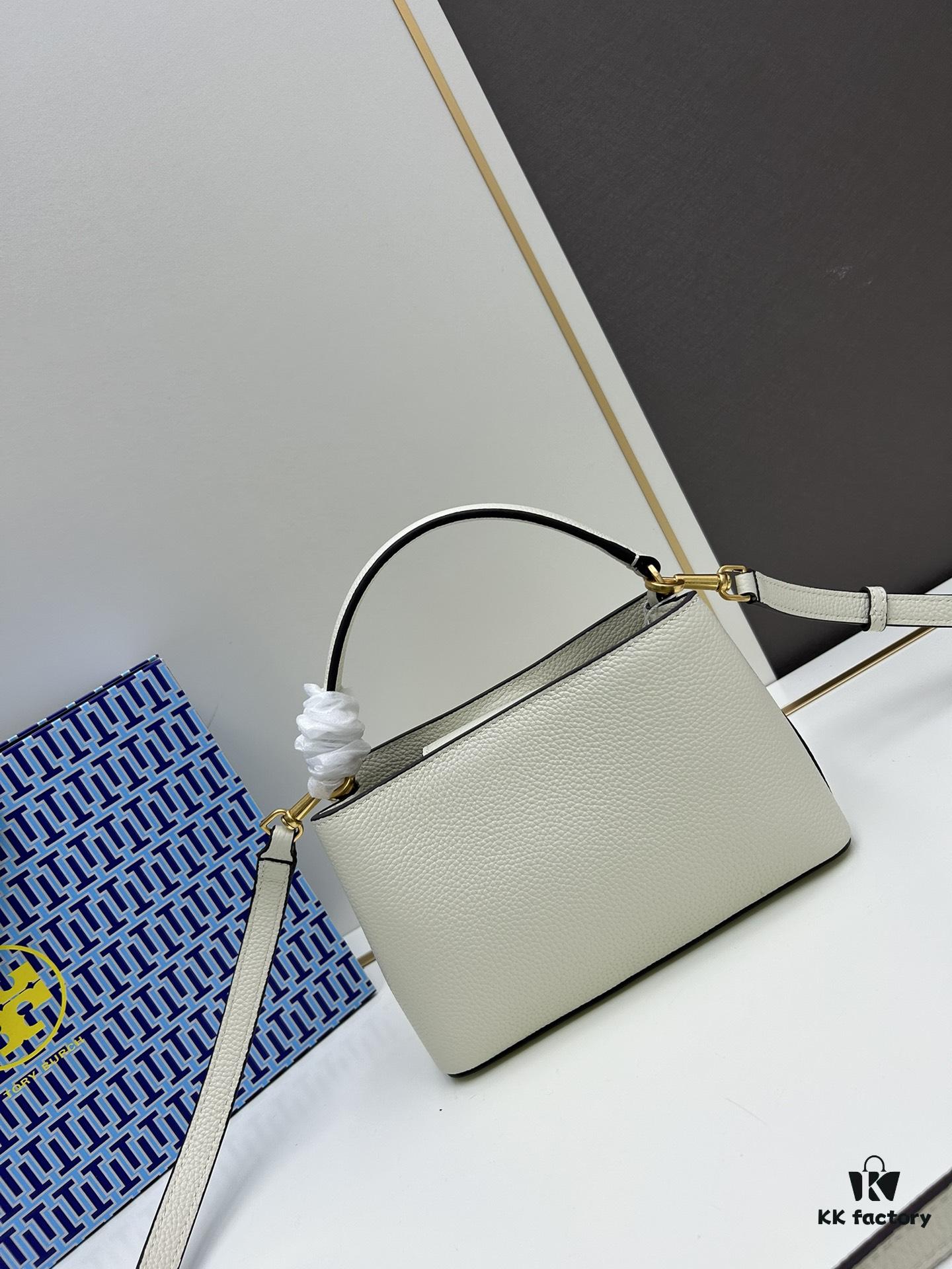 6930b1c56e68136f4d9ad83e Tory Burch Britten Series Mini Tote Bag New Arrival Pebbled Leather Diana Bag