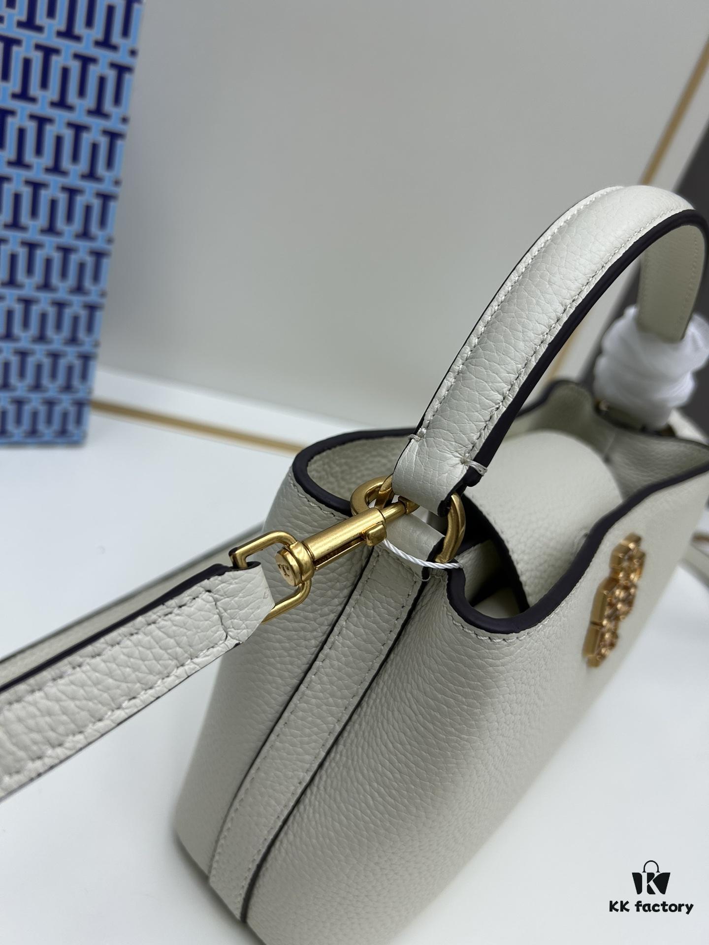 6930b1c66e68136f4d9ad840 Tory Burch Britten Series Mini Tote Bag New Arrival Pebbled Leather Diana Bag