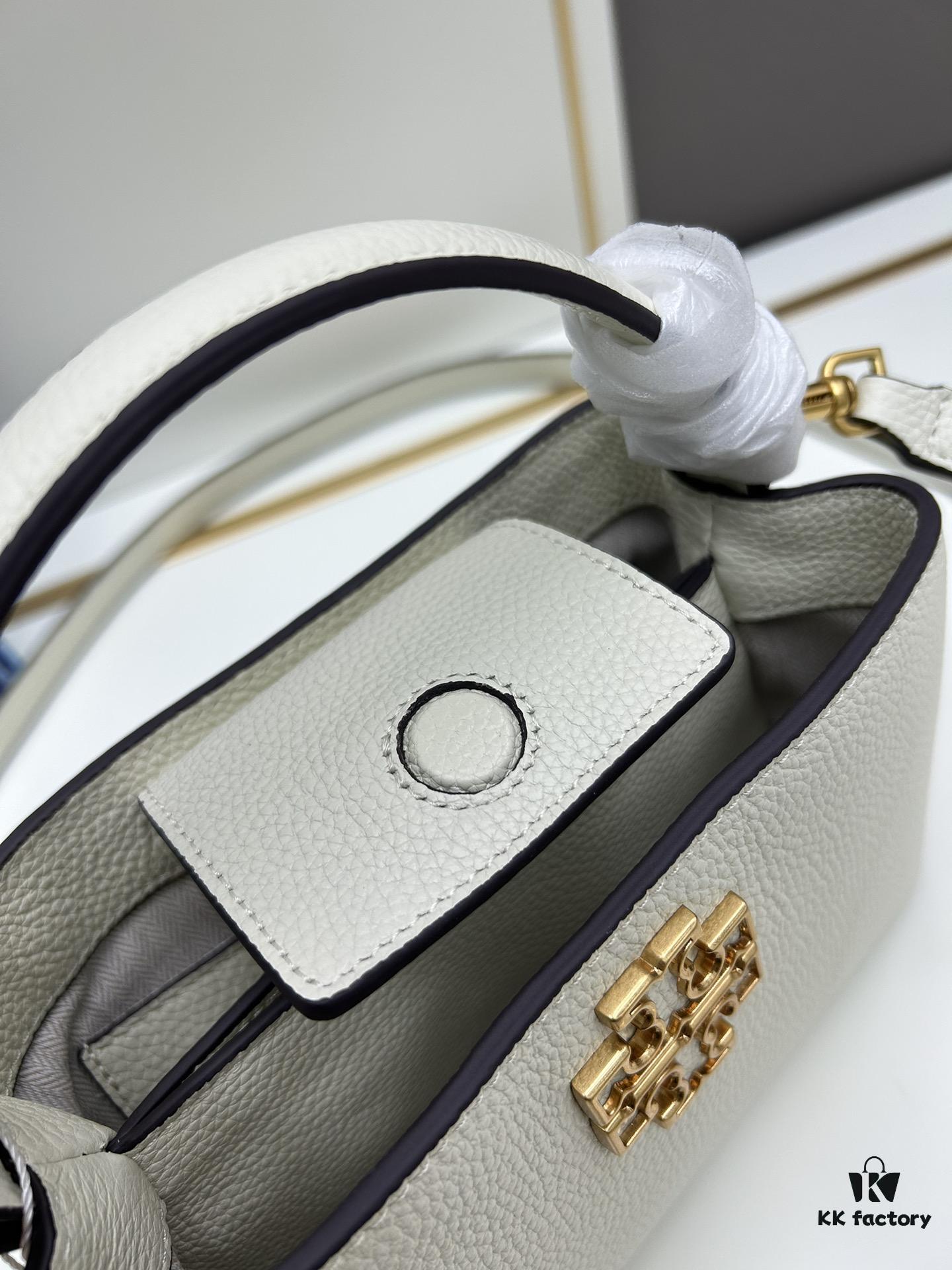 6930b1c76e68136f4d9ad842 Tory Burch Britten Series Mini Tote Bag New Arrival Pebbled Leather Diana Bag