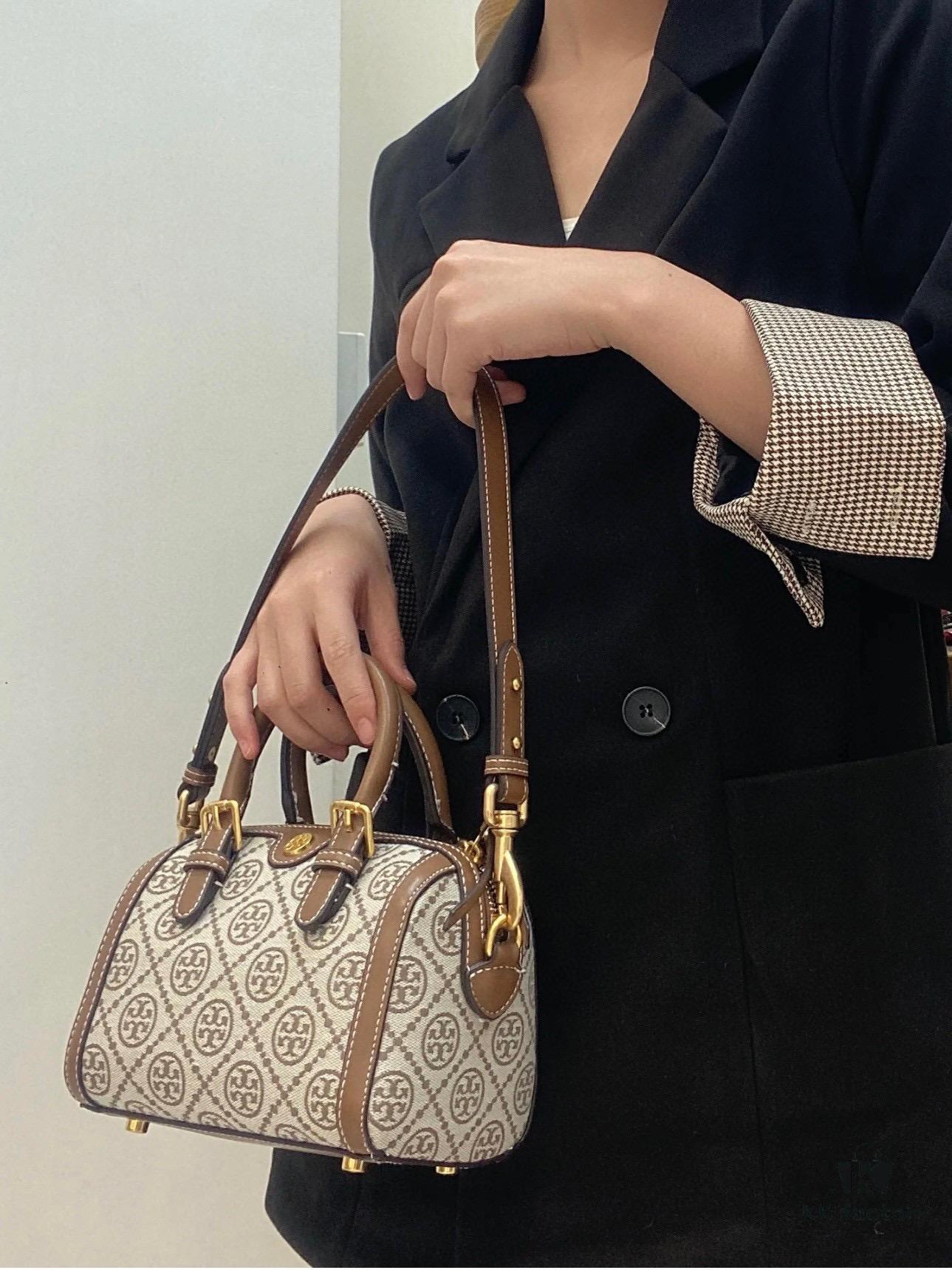 Small [New Arrival Attention to Detail] TORY BURCH T Monogram Mini Jacquard Barrel Bag