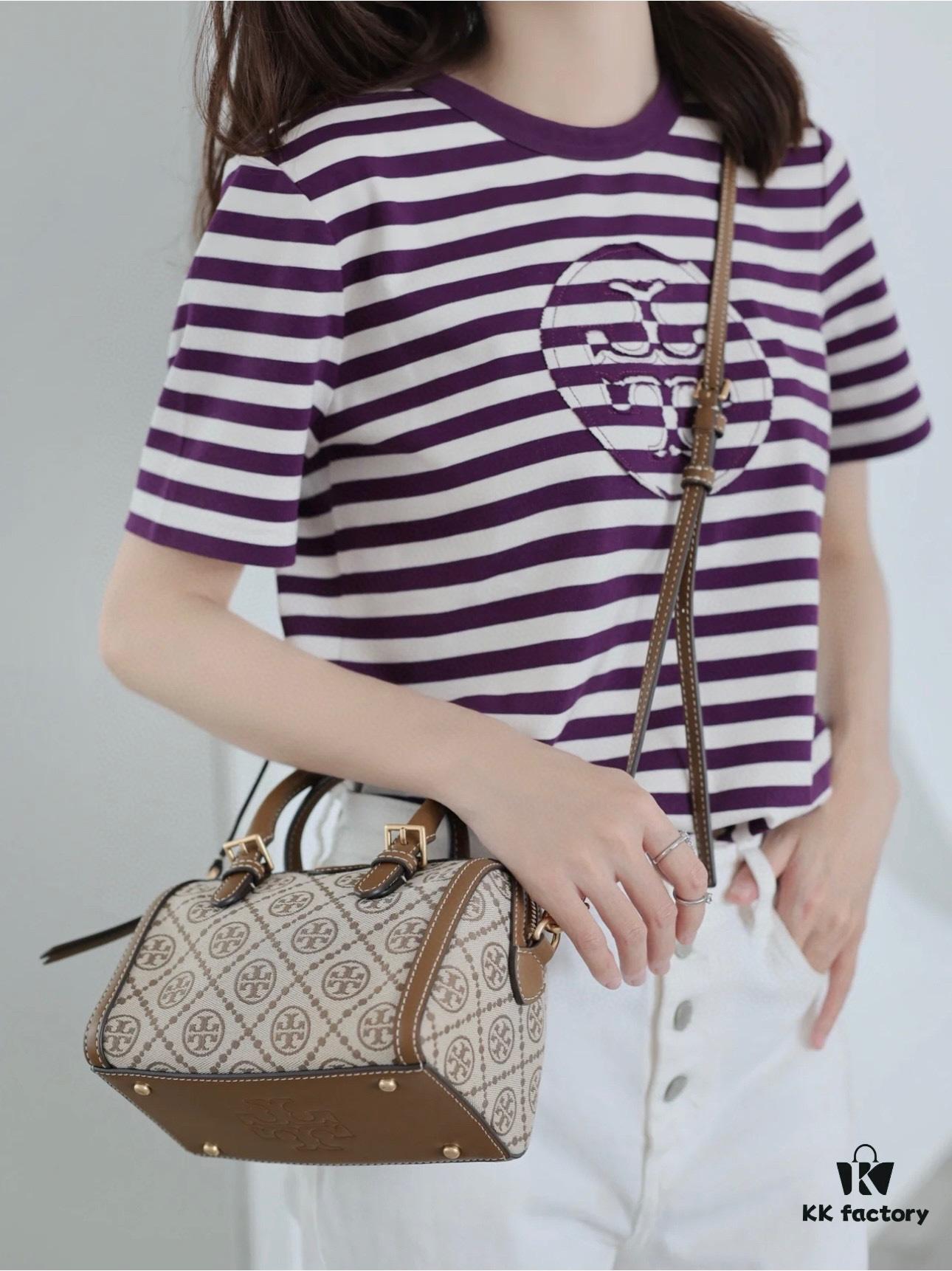 Small [New Arrival Attention to Detail] TORY BURCH T Monogram Mini Jacquard Barrel Bag