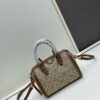 Small [New Arrival, Attention to Detail] TORY BURCH T Monogram Mini Jacquard Barrel Bag in Hazel Brown