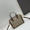 Small [New Arrival, Attention to Detail] TORY BURCH T Monogram Mini Jacquard Barrel Bag in Hazel Brown