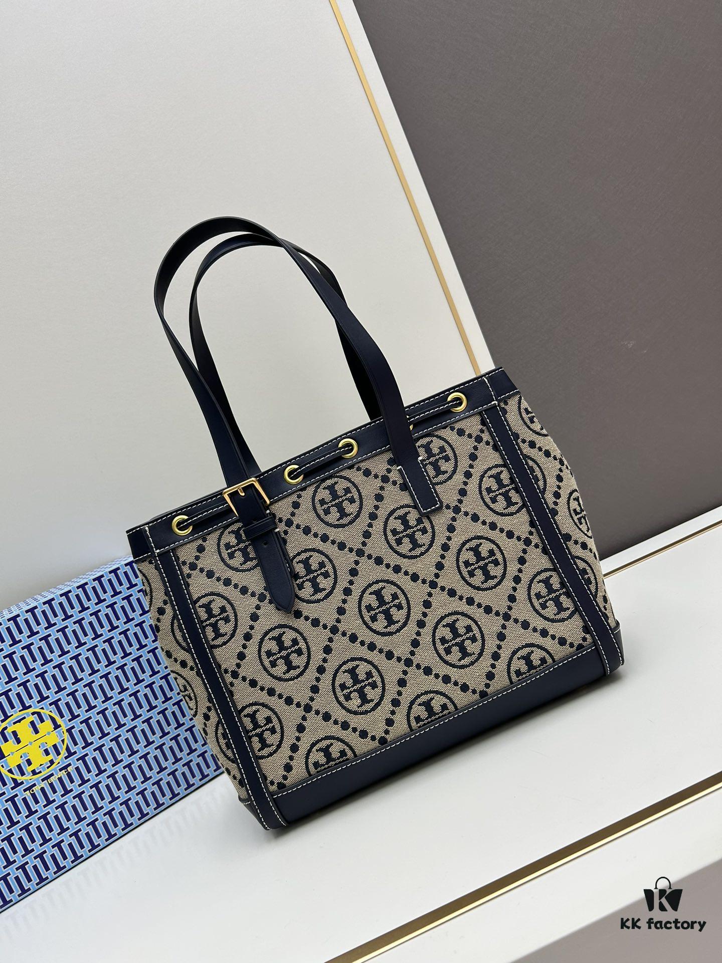 6930b1e46e68136f4d9ad873 New Arrival Attention to Detail: Tory Burch T-Monogram Tote Bag, Featuring the Classic Monogram Pattern