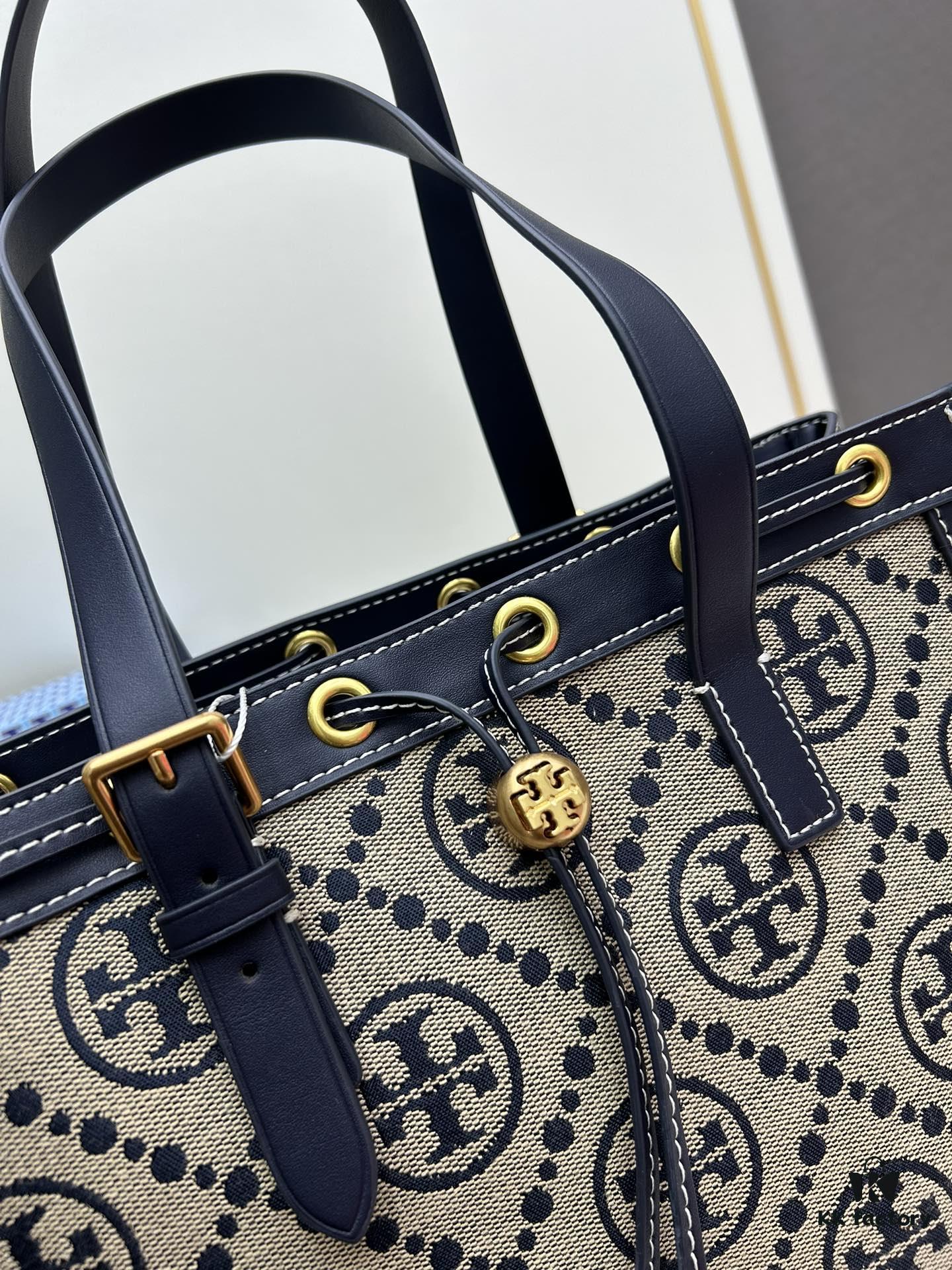 6930b1e46e68136f4d9ad875 New Arrival Attention to Detail: Tory Burch T-Monogram Tote Bag, Featuring the Classic Monogram Pattern