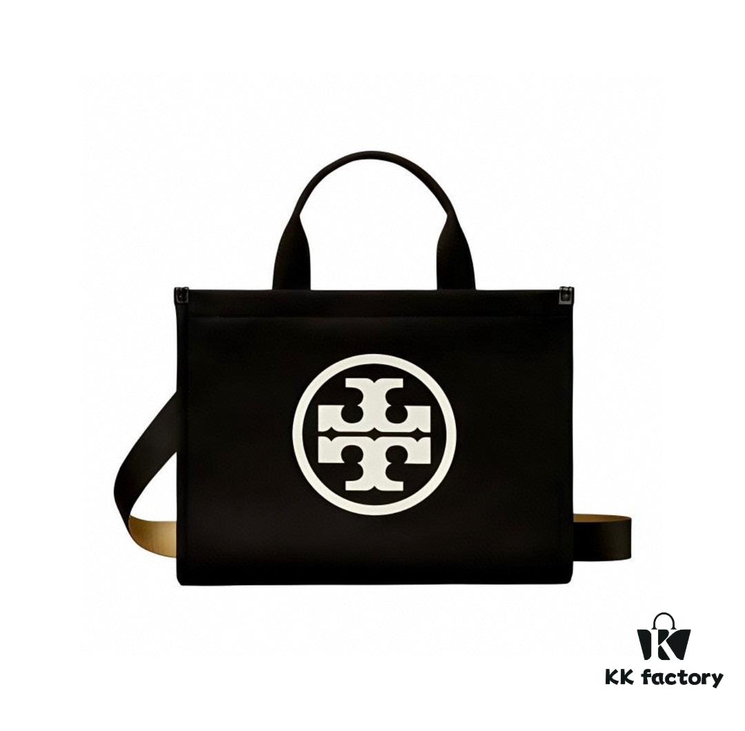 6930b1ea6e68136f4d9ad87e TORY BURCH Ella Canvas Collection - New Arrival with Attention to Detail, Printed Logo Zip Closure Tote Bag