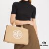 6930b1eb6e68136f4d9ad880 TORY BURCH Ella Canvas Collection - New Arrival with Attention to Detail, Printed Logo Zip Closure Tote Bag