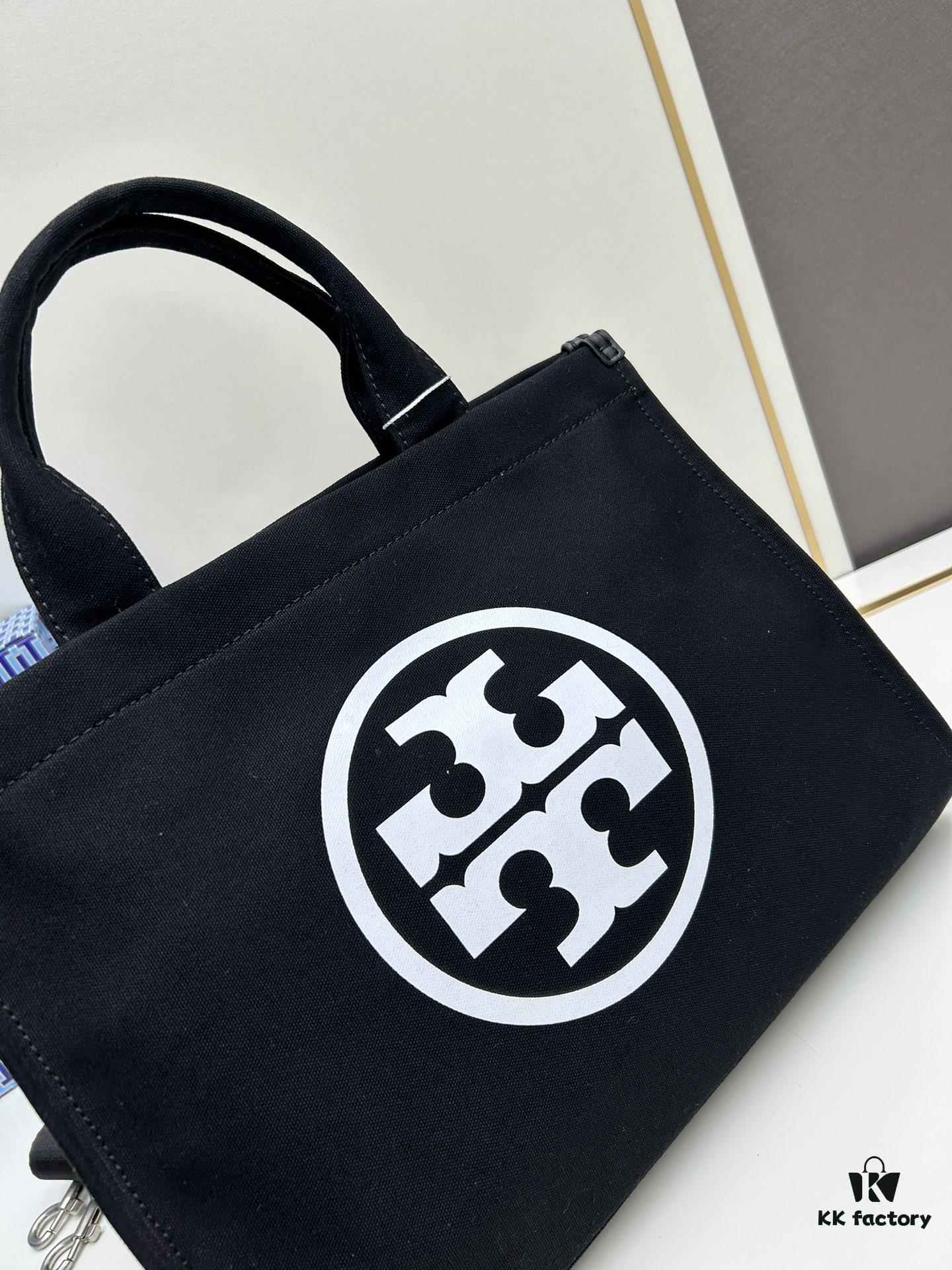 6930b1f56e68136f4d9ad890 TORY BURCH Ella Printed Logo Zip Closure Canvas Tote Bag for Women – Lightweight Cotton Canvas, Stylish and Versatile