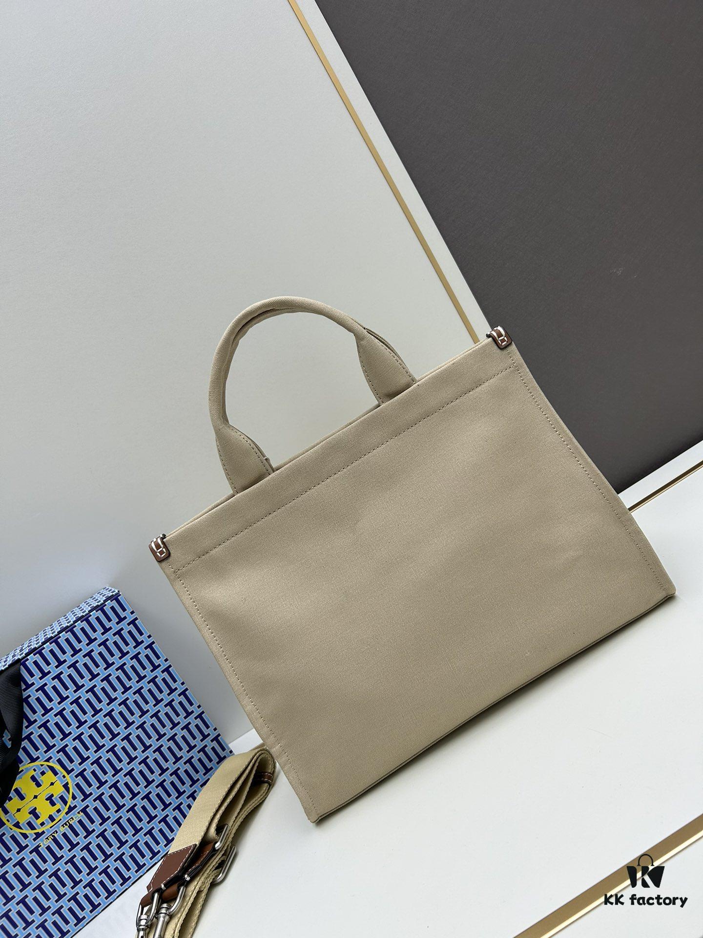 6930b1f86e68136f4d9ad895 TORY BURCH Ella Canvas Tote Bag with Printed Logo, Zip Closure, Women's Shoulder Handbag from the Canvas Collection