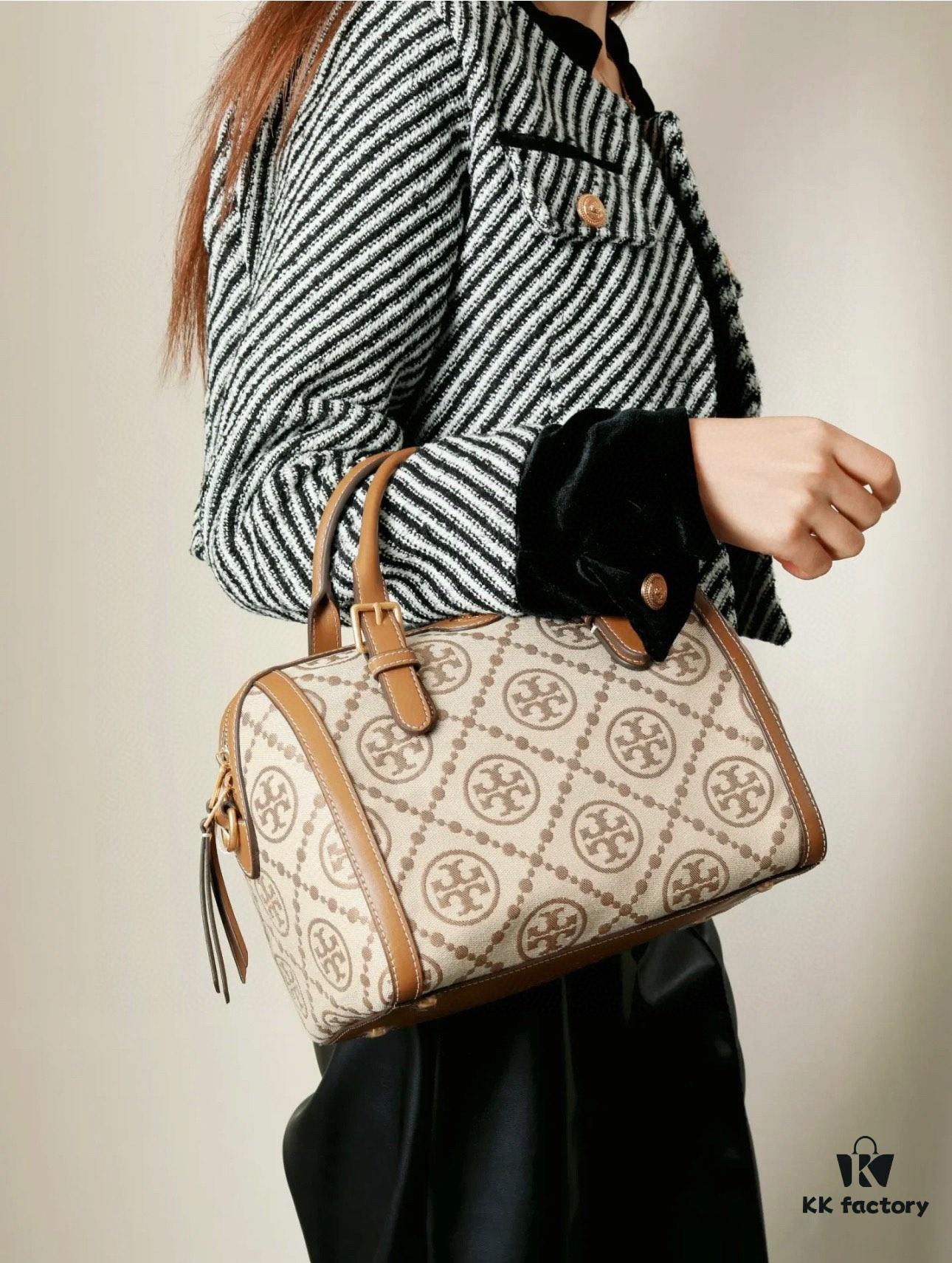 Large [New Arrival Attention to Detail] TORY BURCH T Monogram Mini Jacquard Barrel Bag
