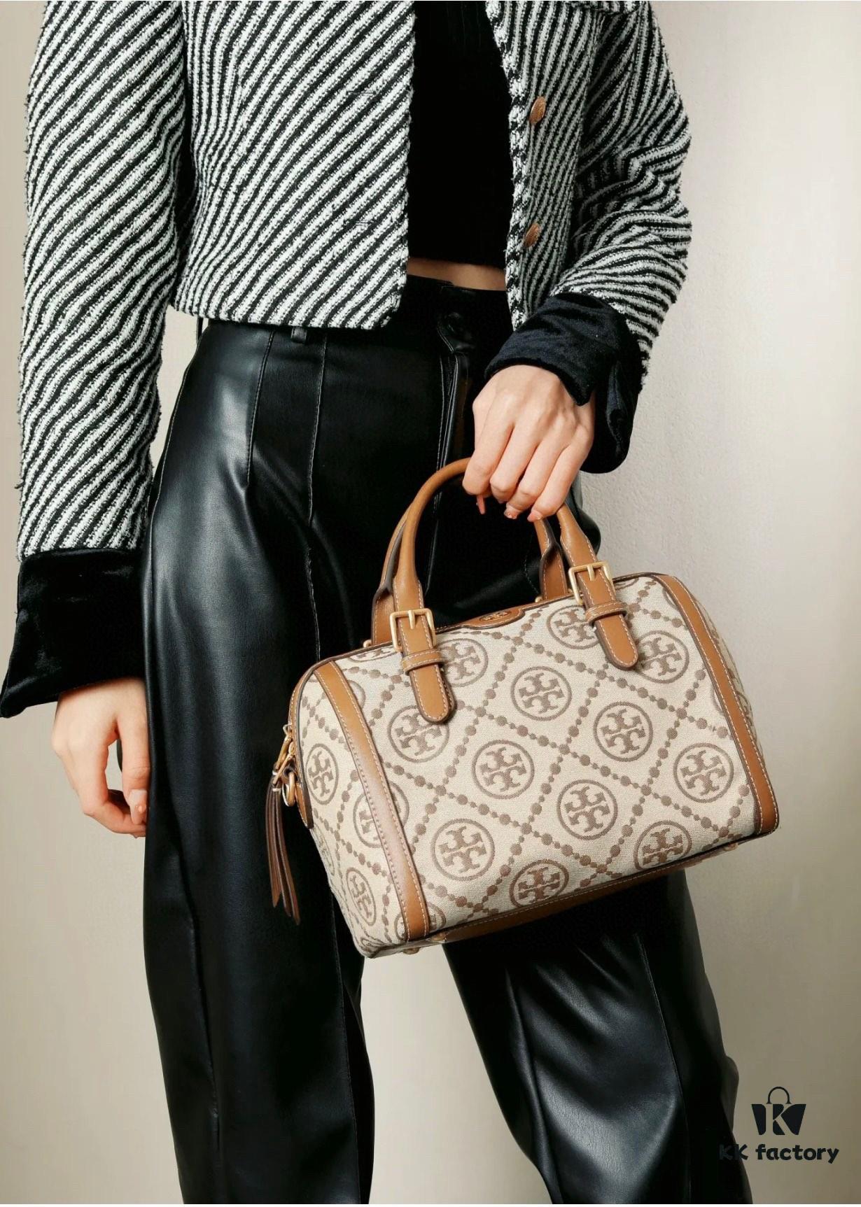 Large [New Arrival Attention to Detail] TORY BURCH T Monogram Mini Jacquard Barrel Bag