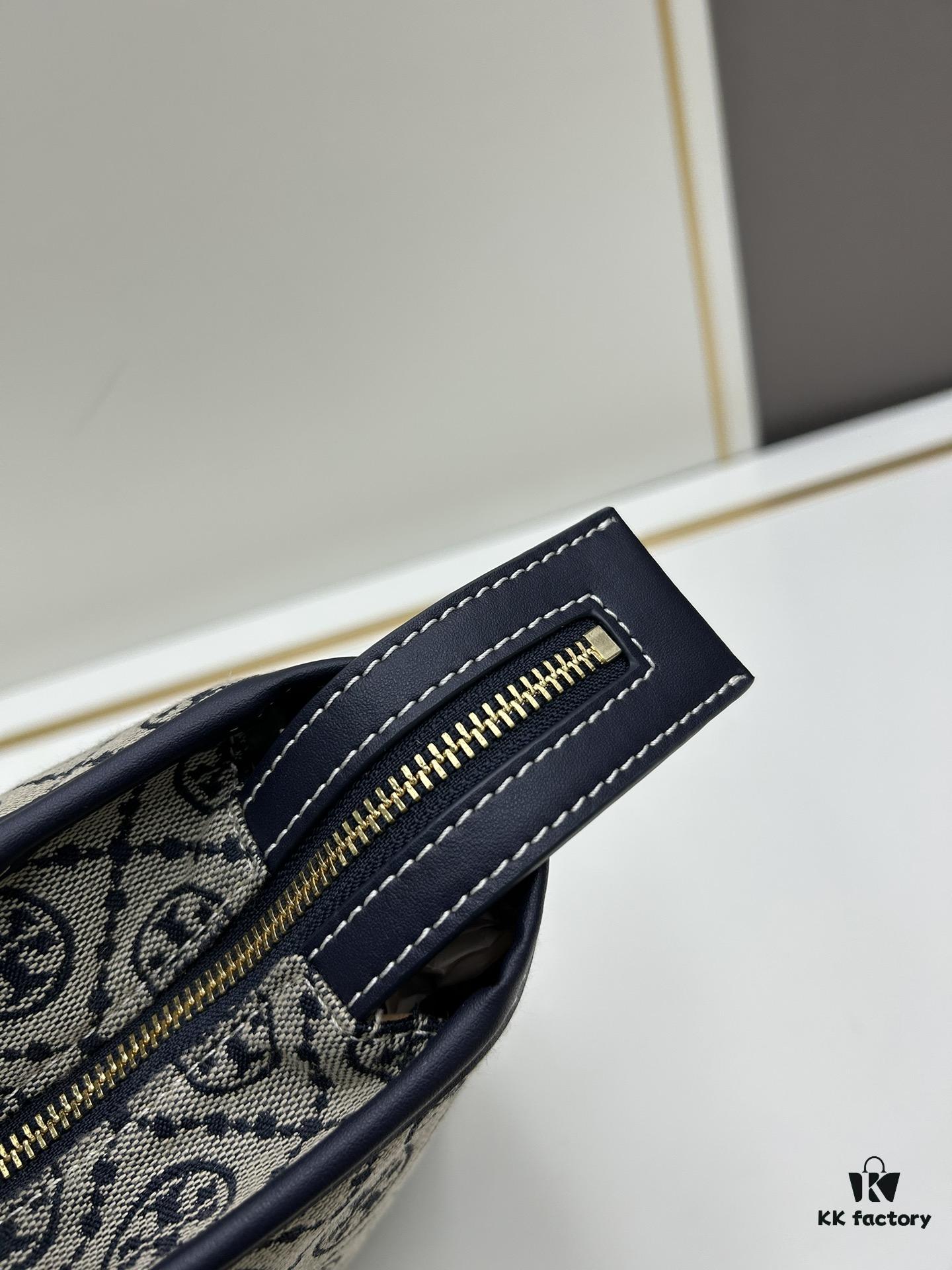 6930b2166e68136f4d9ad8c6 Tory Burch Small Monogram Tote Bag with Signature Double-T Logo in Woven Jacquard Fabric