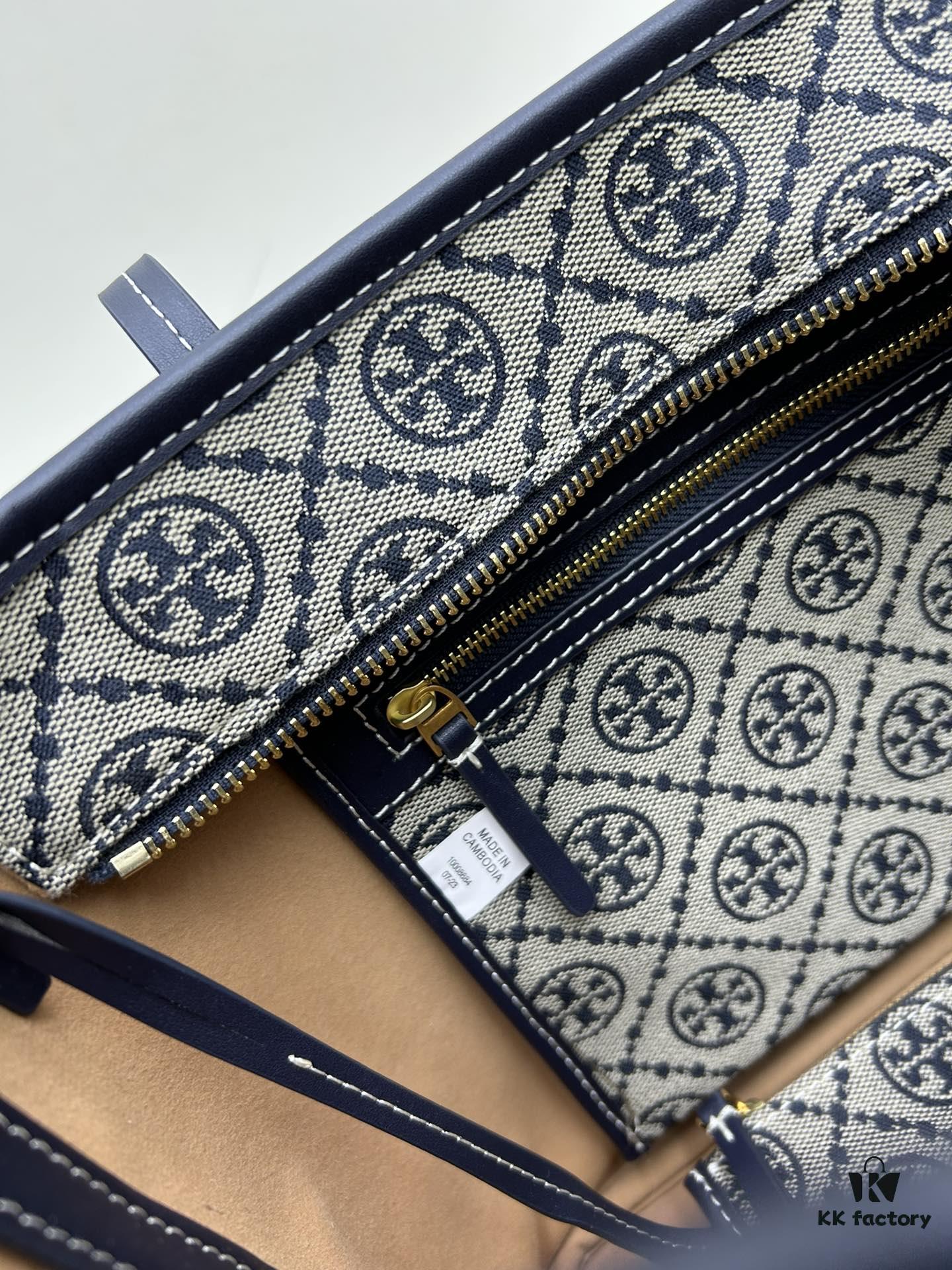 6930b2166e68136f4d9ad8c7 Tory Burch Small Monogram Tote Bag with Signature Double-T Logo in Woven Jacquard Fabric