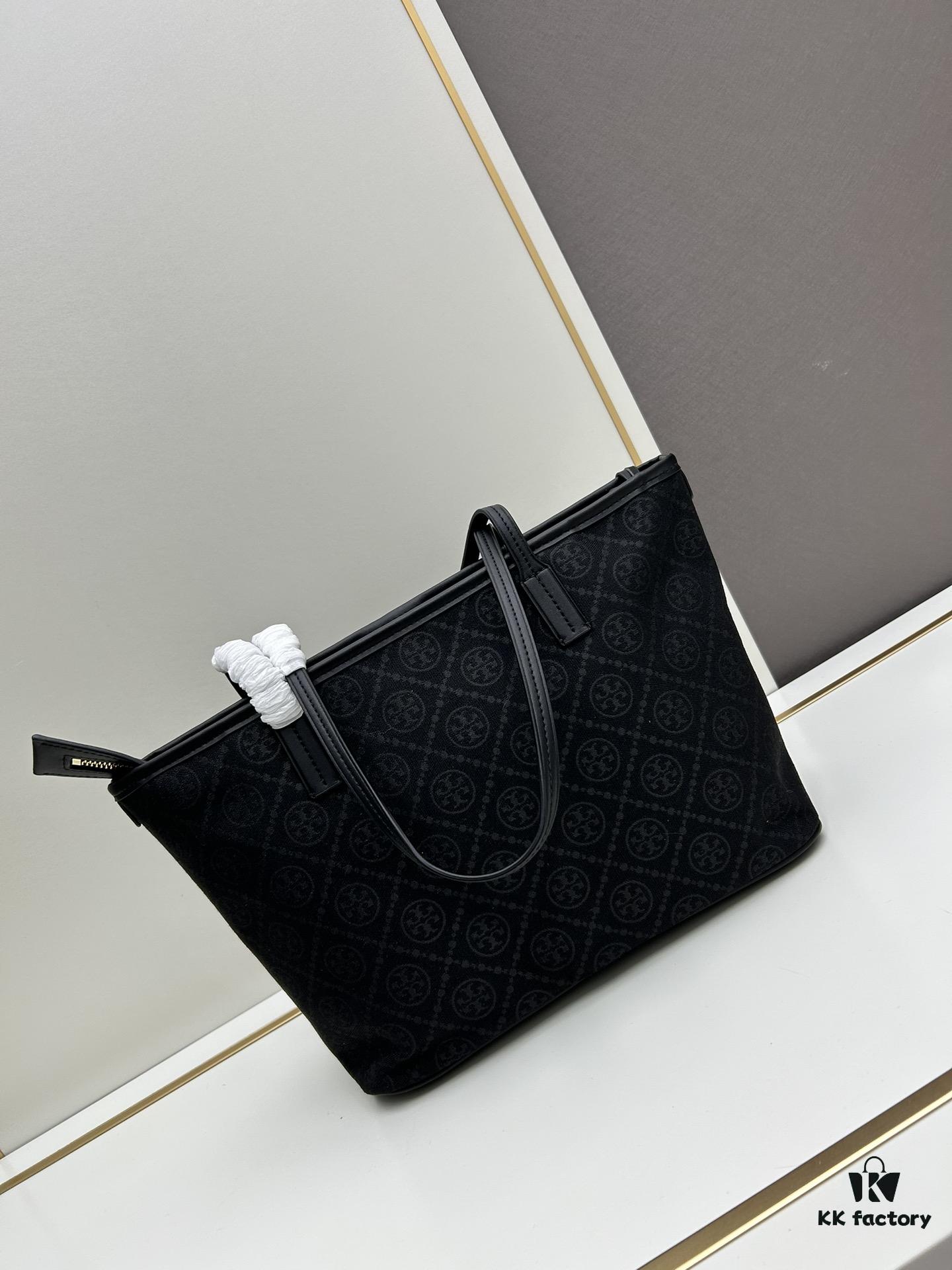 6930b2176e68136f4d9ad8c9 Tory Burch Small Monogram Tote Bag with Double-T Logo in Woven Jacquard Fabric