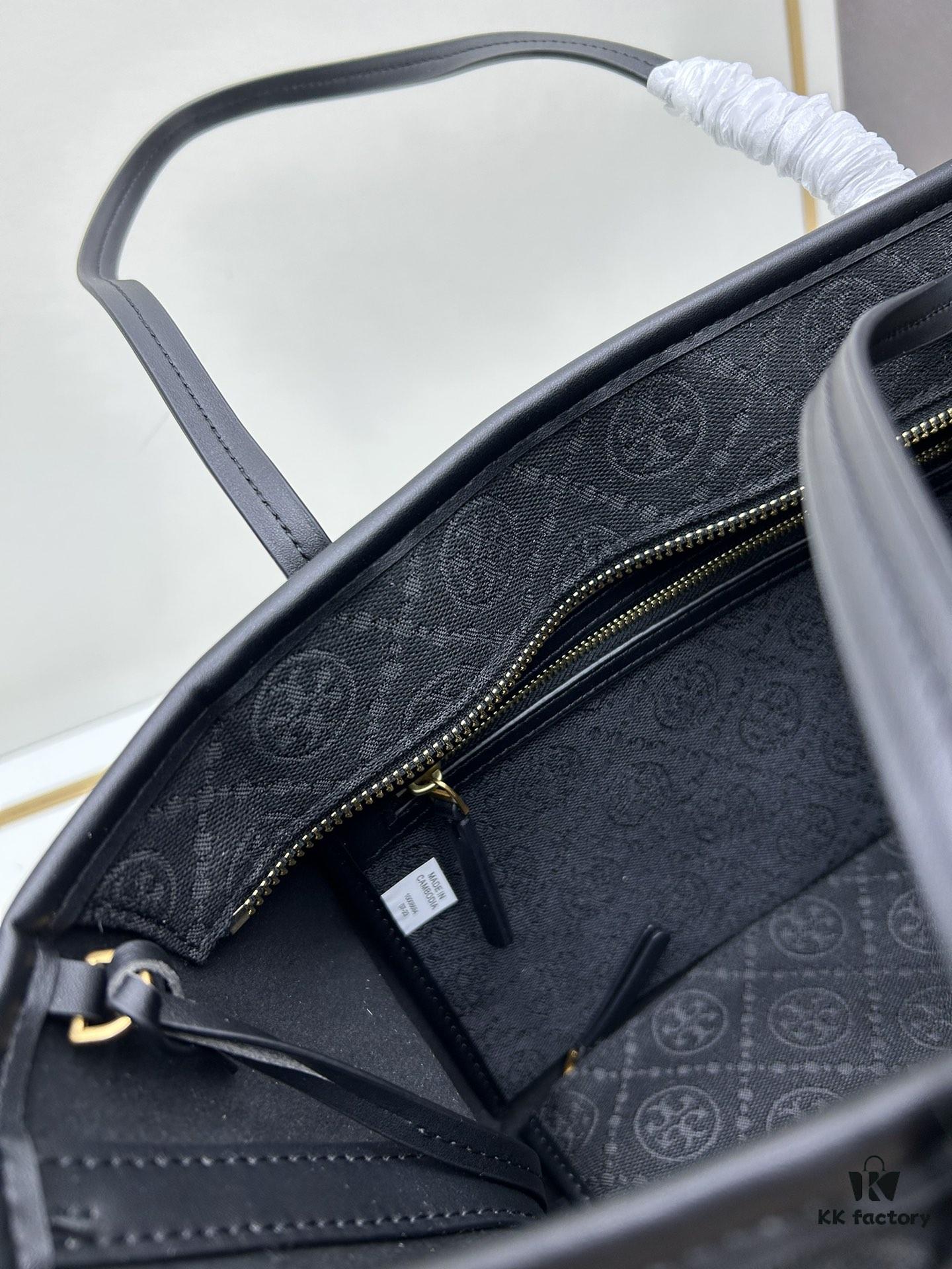 6930b21b6e68136f4d9ad8d0 Tory Burch Small Monogram Tote Bag with Double-T Logo in Woven Jacquard Fabric