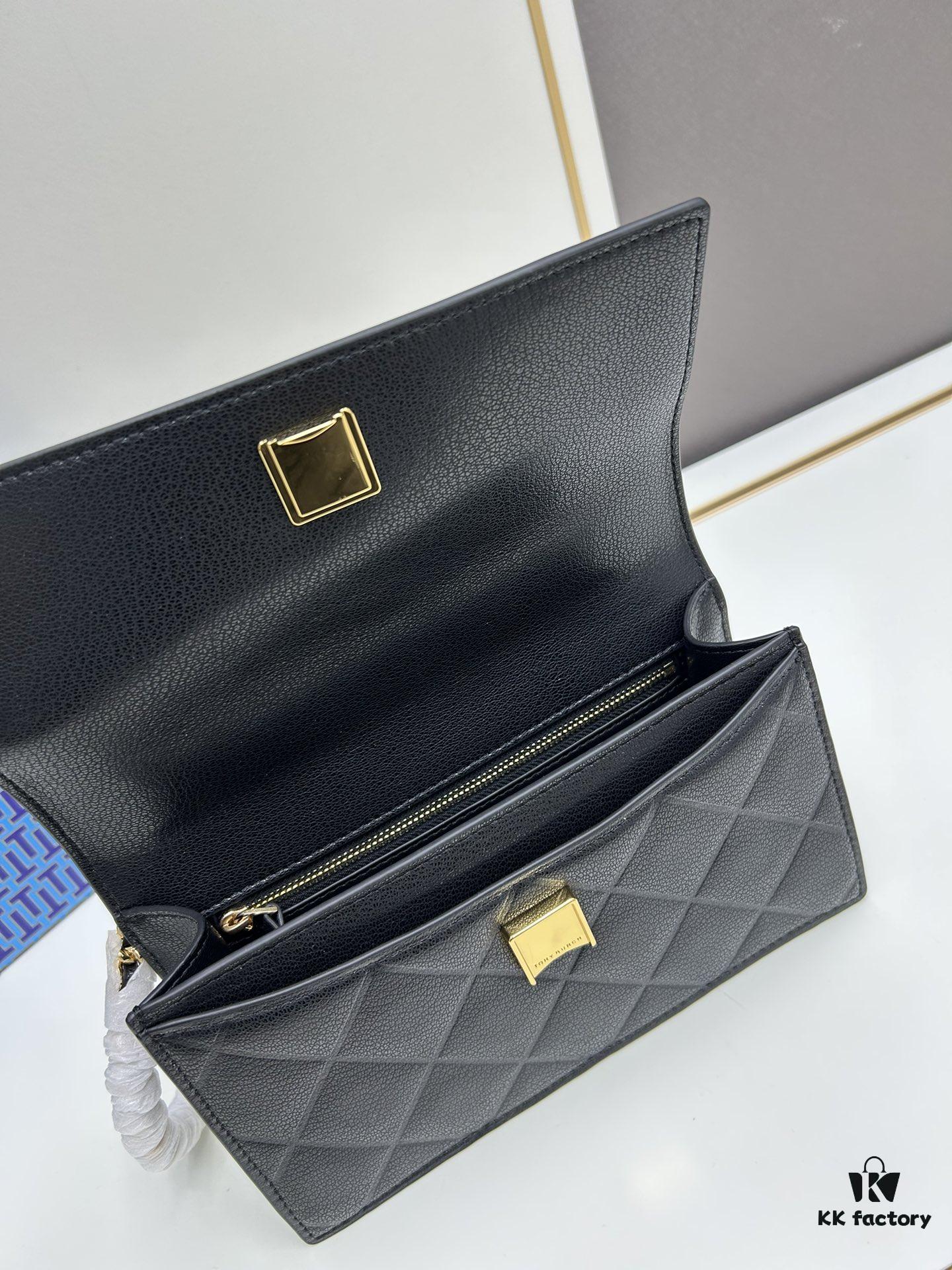 6930b22d6e68136f4d9ad8eb TORY BURCH Miller Leather Accordion Bag - Genuine Calfskin with Logo Detail