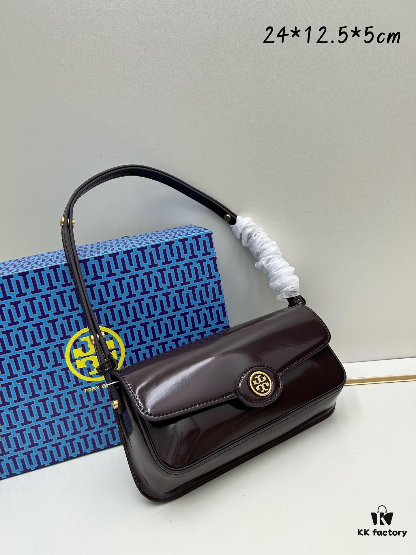Tory Burch Robinson Rectangular Shoulder Bag, Full Leather Series, New Arrival with Attention to Detail