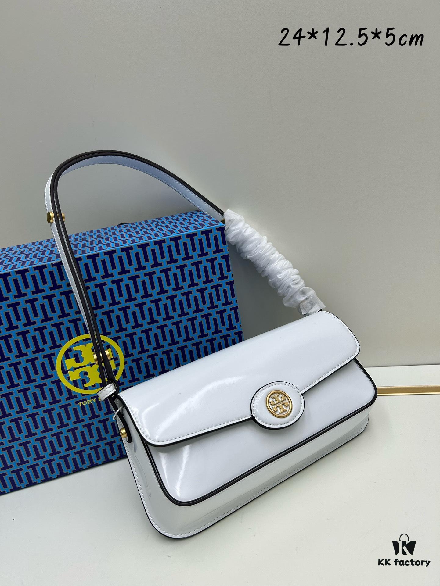 6930b2476e68136f4d9ad91a Tory Burch Robinson Rectangular Shoulder Bag, Full Leather Series, New Arrival with Attention to Detail