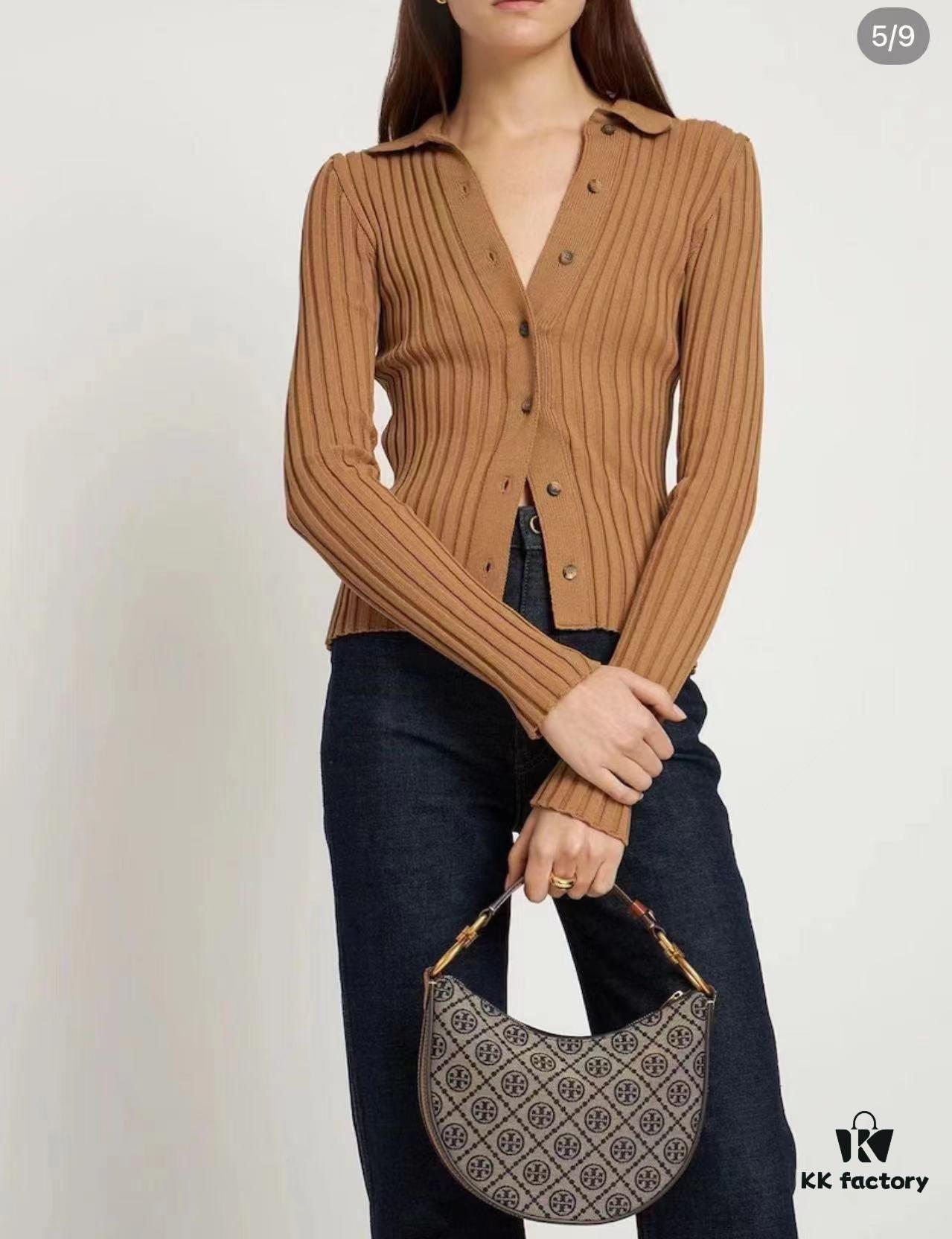 6930b24d6e68136f4d9ad926 Tory Burch Classic Series, New Moon Bag with Signature T-Monogram Pattern