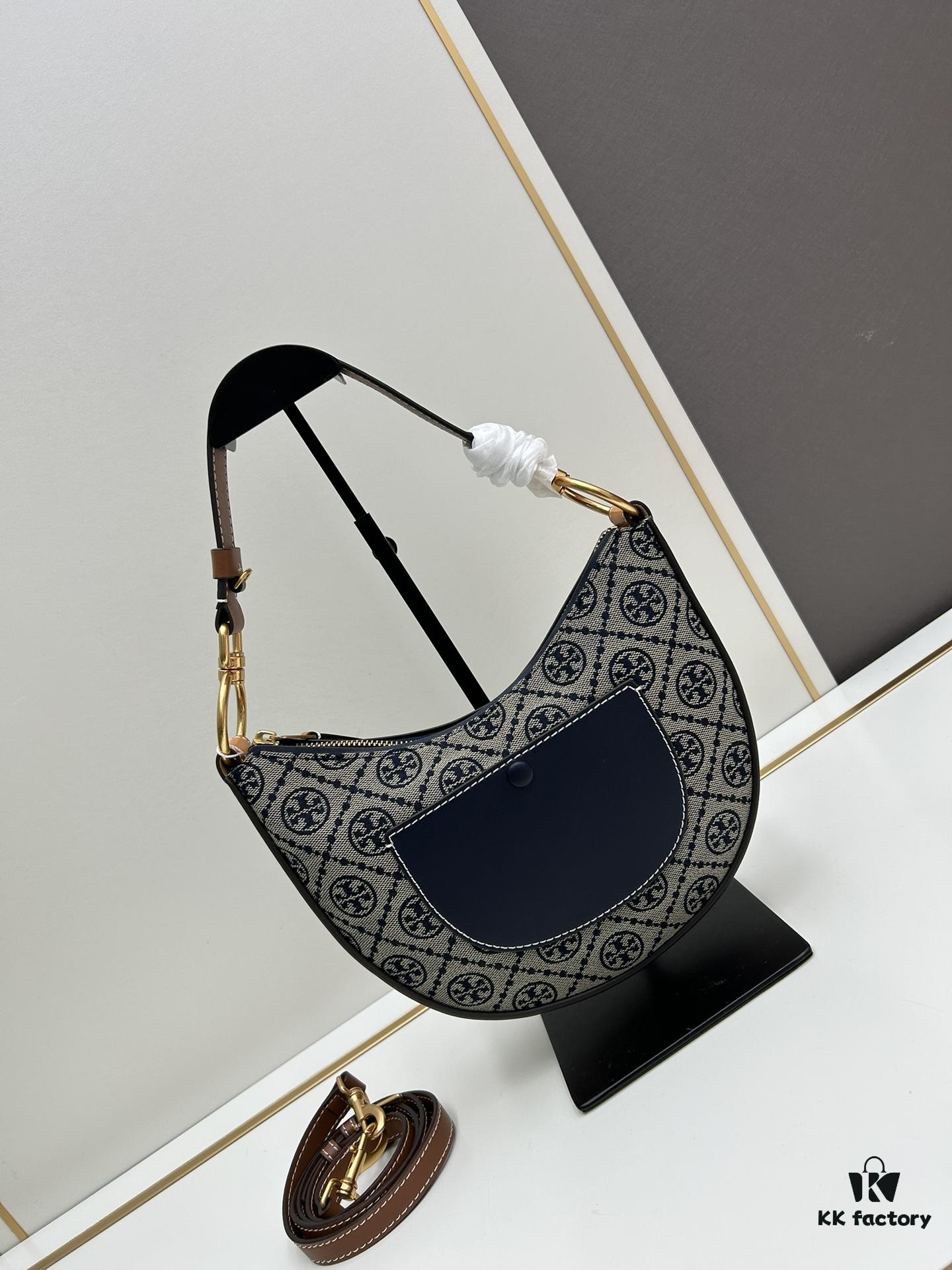 Tory Burch Classic TMonogram Crescent Bag – New Arrival with Refined Details