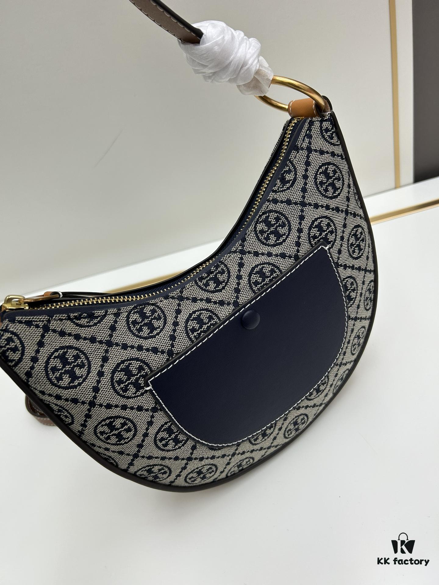 Tory Burch Classic TMonogram Crescent Bag – New Arrival with Refined Details
