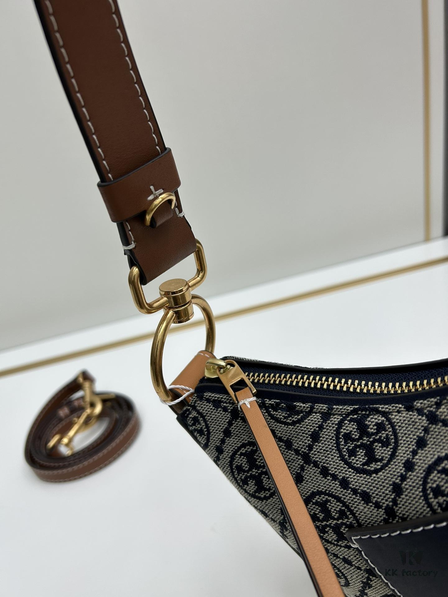 Tory Burch Classic TMonogram Crescent Bag – New Arrival with Refined Details