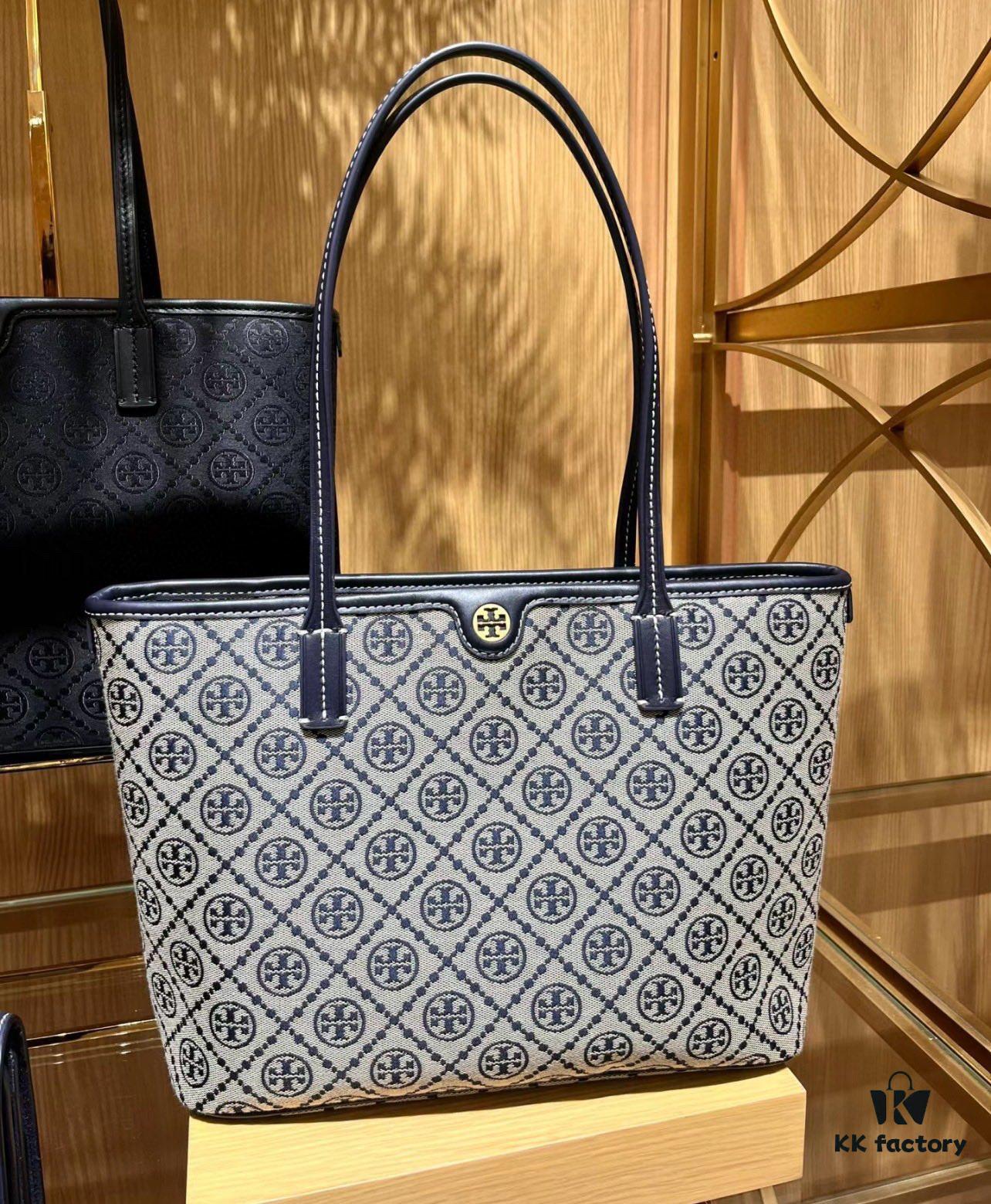 6930b2586e68136f4d9ad936 Tory Burch Large Monogram Shopping Tote Bag