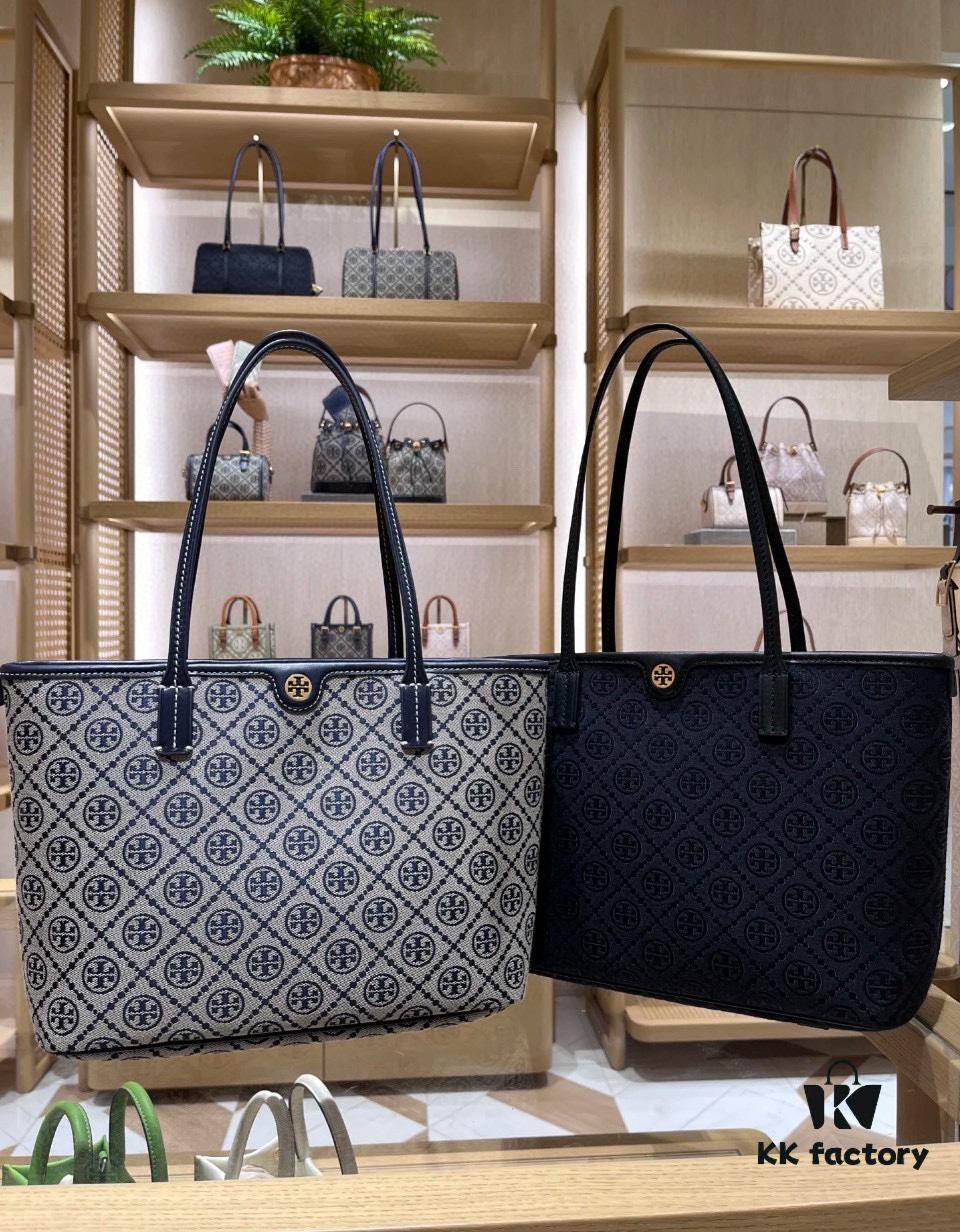 6930b2586e68136f4d9ad938 Tory Burch Large Monogram Shopping Tote Bag