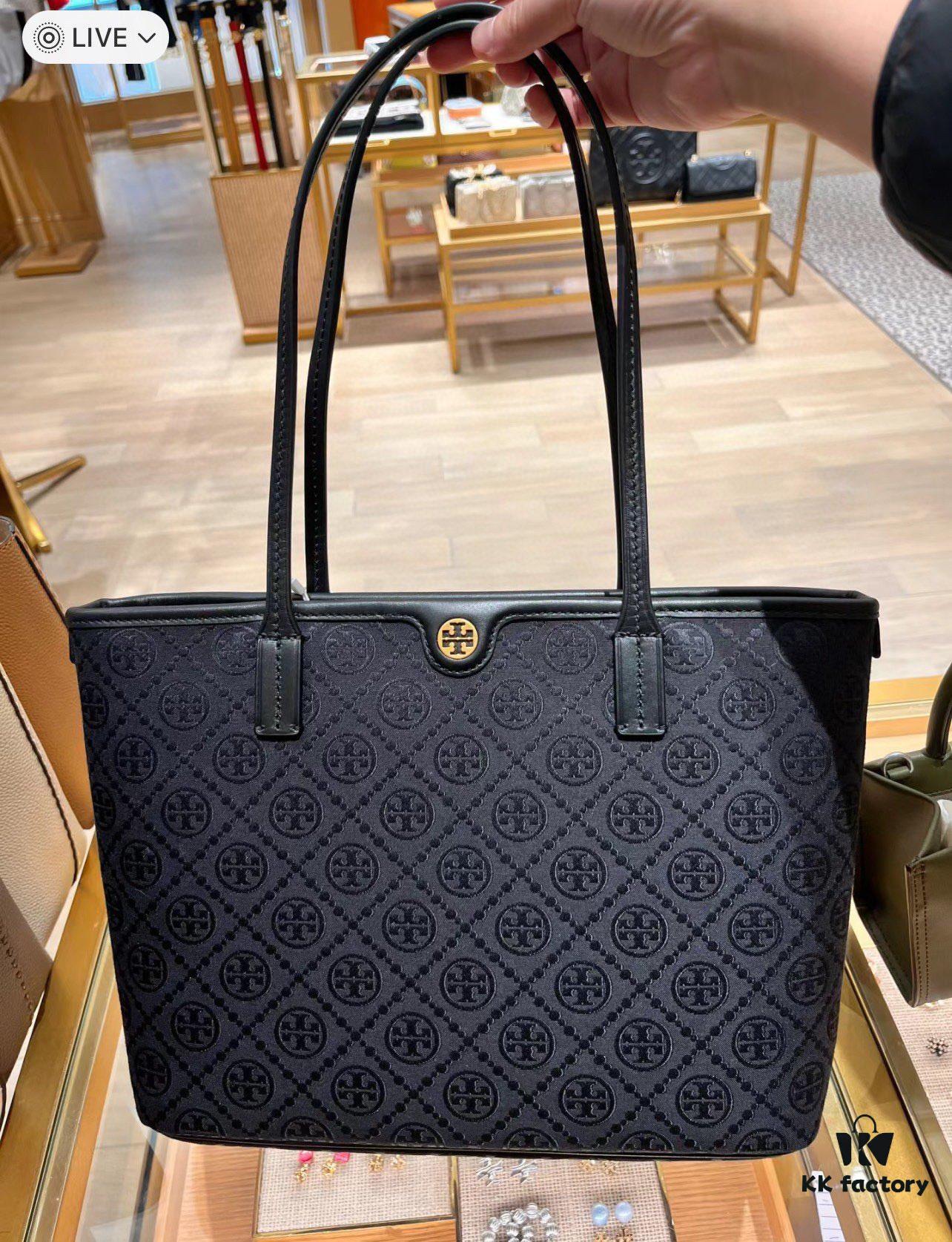 6930b25a6e68136f4d9ad93d Tory Burch Large Monogram Shopping Tote Bag