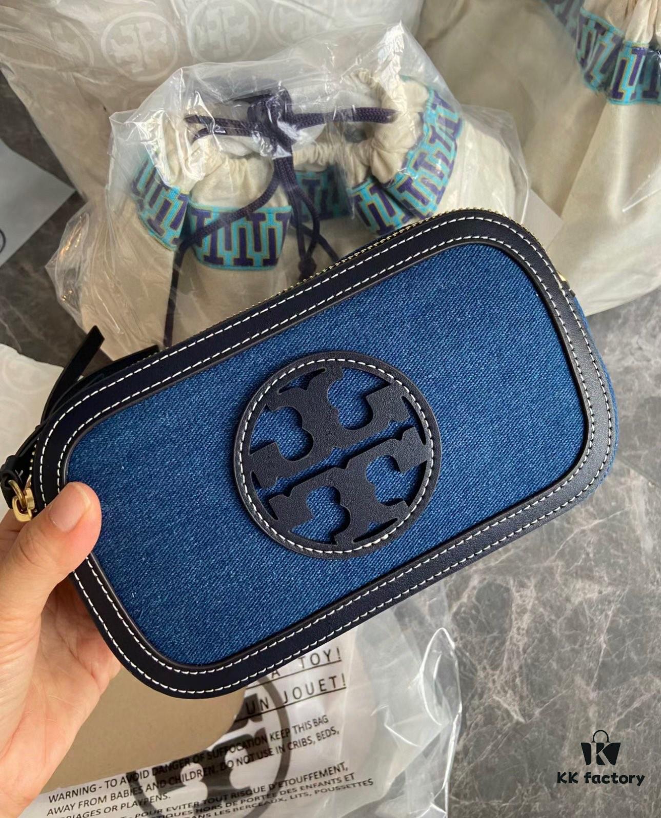 6930b2656e68136f4d9ad951 Authentic Quality Tory Burch New Denim Camera Bag Miller Crossbody Shoulder Bag in Denim Blue