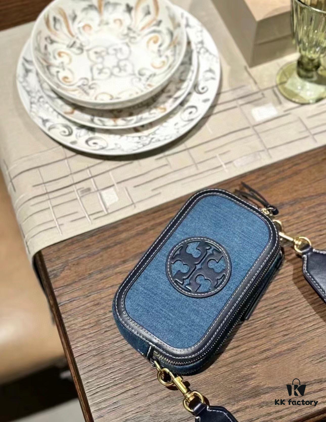 6930b2676e68136f4d9ad953 Authentic Quality Tory Burch New Denim Camera Bag Miller Crossbody Shoulder Bag in Denim Blue