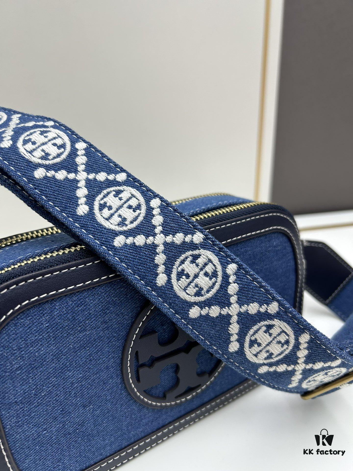 6930b26b6e68136f4d9ad95b Authentic Quality Tory Burch New Denim Camera Bag Miller Shoulder Crossbody Bag, Denim Blue, Perfect for Spring and Summer, Lightweight Travel